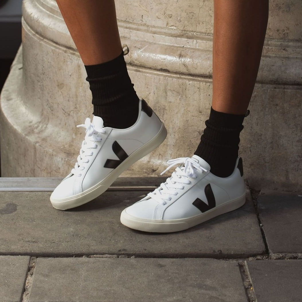 Veja Esplar Logo Sneakersy Damskie Leather Extra White Black Kolor Biały