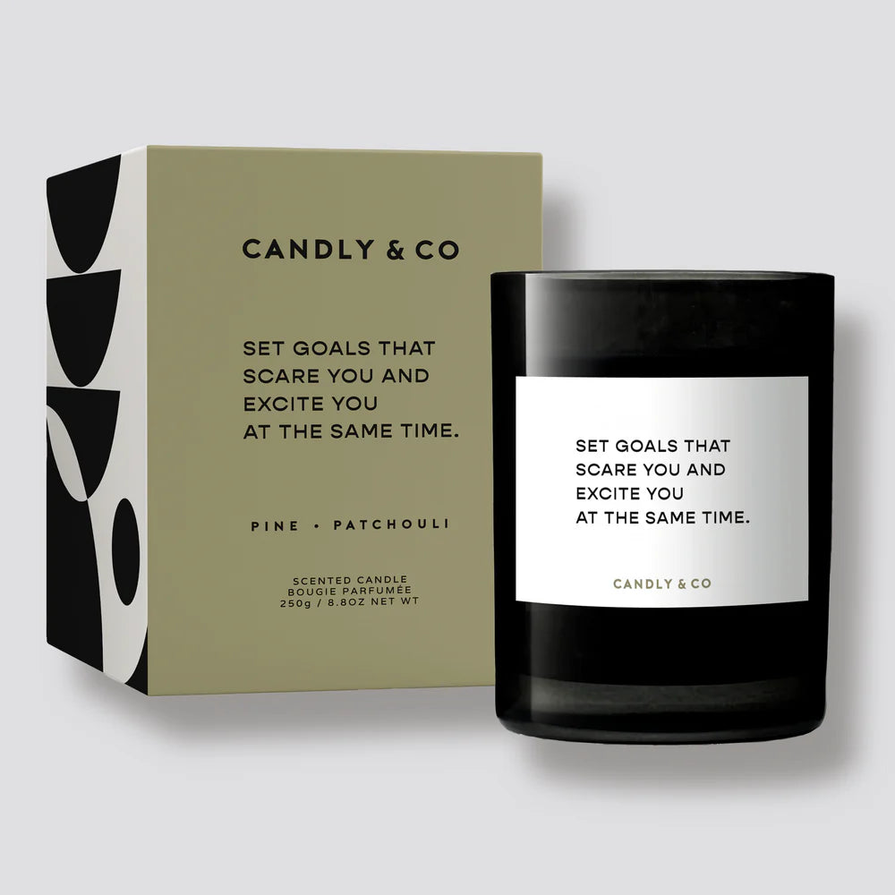 Candly & Co Świeca zapachowa No. 4 Pinia / Paczuli Set goals that scare you and excite you at the same time