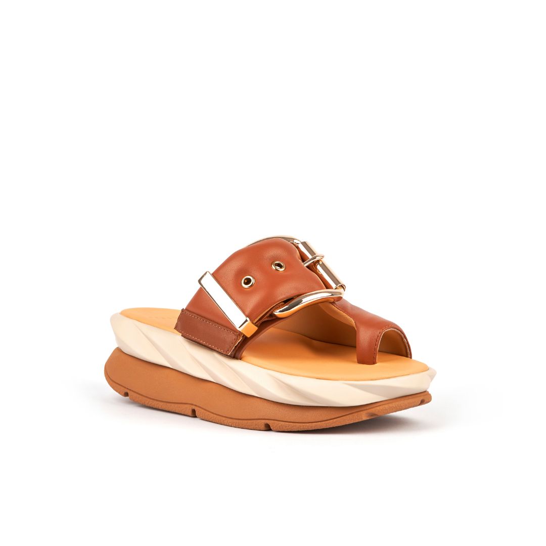 4CCCCEES Mellow Glow Brown Klapki Damskie Na Platformie Brązowe