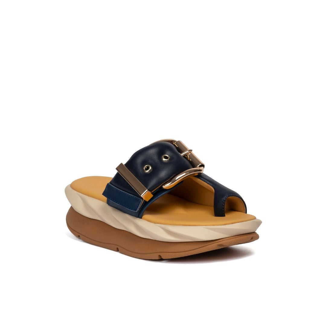 4CCCCEES Mellow Glow Indigo Klapki Damskie Na Platformie Granatowe