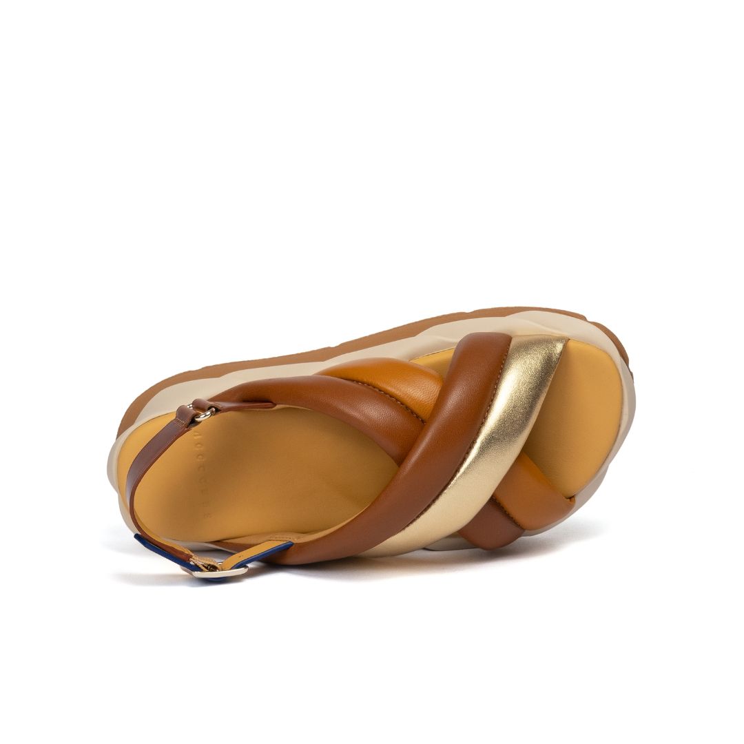 4CCCCEES Mellow Mela Tan Sandały Damskie Na Platformie Brązowe