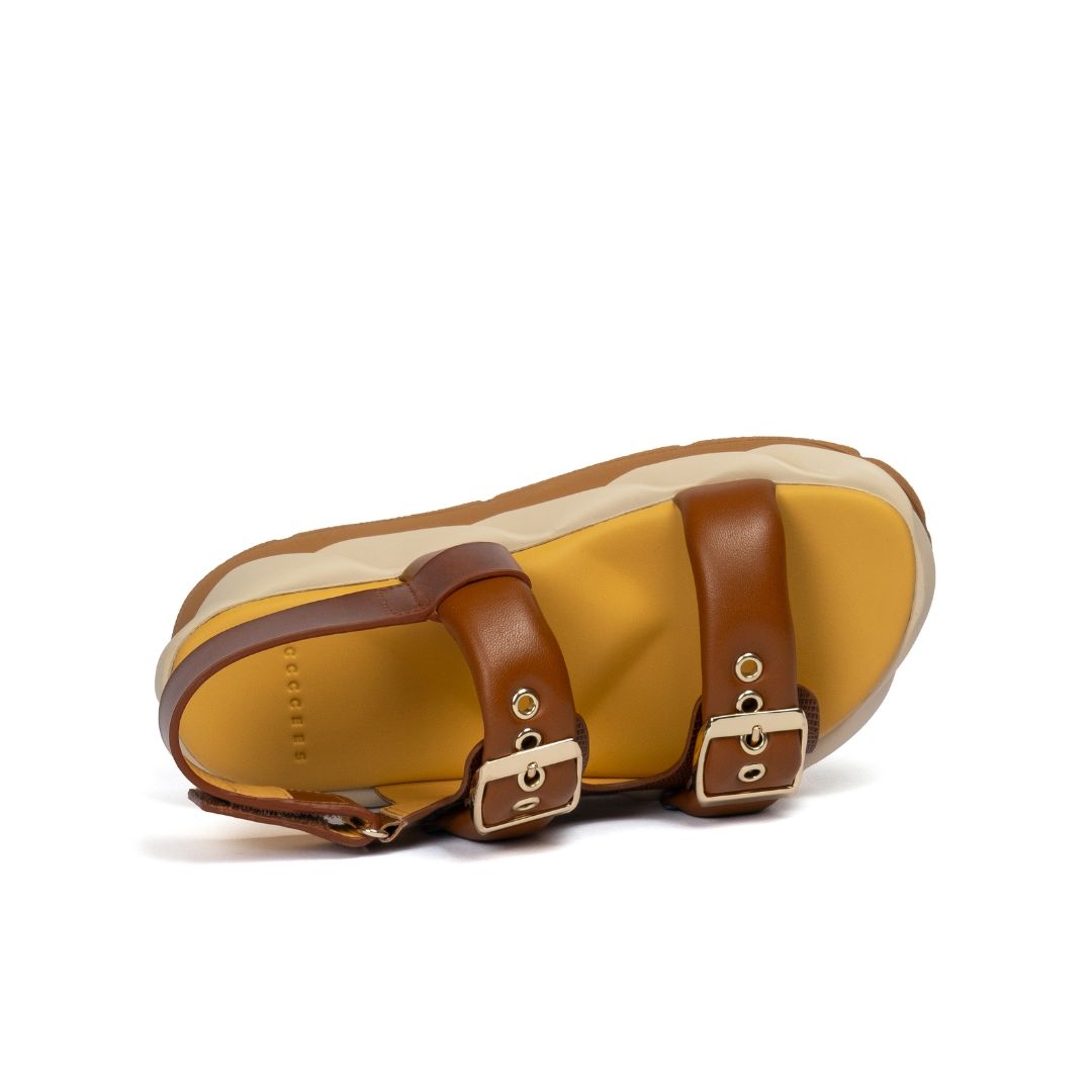 4CCCCEES Mellow Vita Tan Sandały Damskie Na Platformie Brązowe