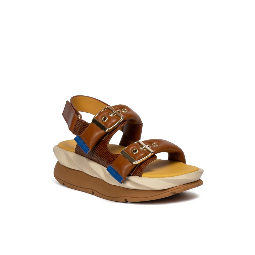 4CCCCEES Mellow Vita Tan Sandały Damskie Na Platformie Brązowe