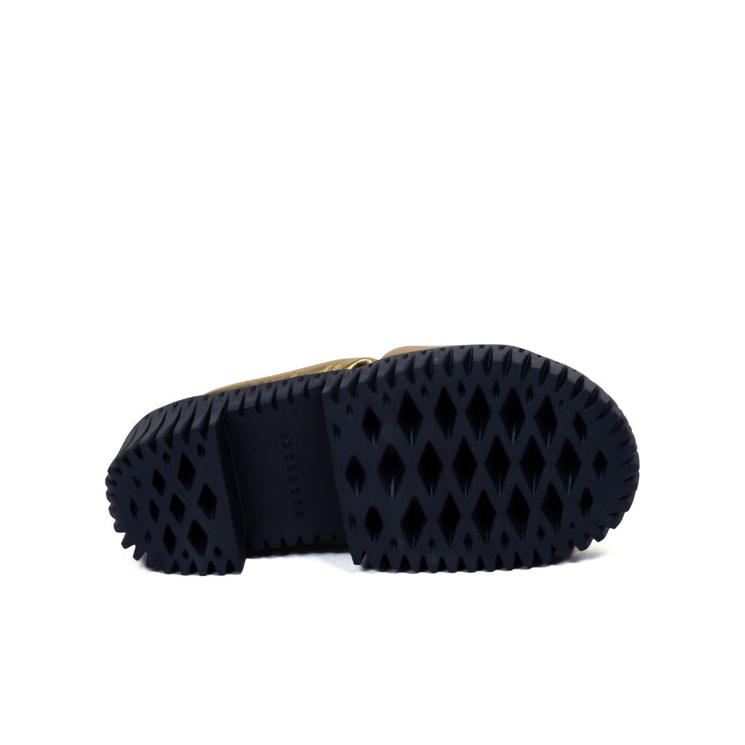 4CCCCEES Plia Anda Gold Klapki Damskie Na Koturnie Złote