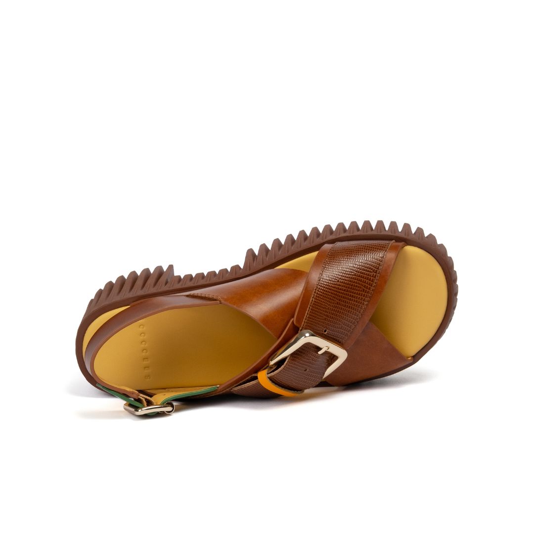 4CCCCEES Plia Juno Brown Sandały Damskie Na Koturnie Brązowe