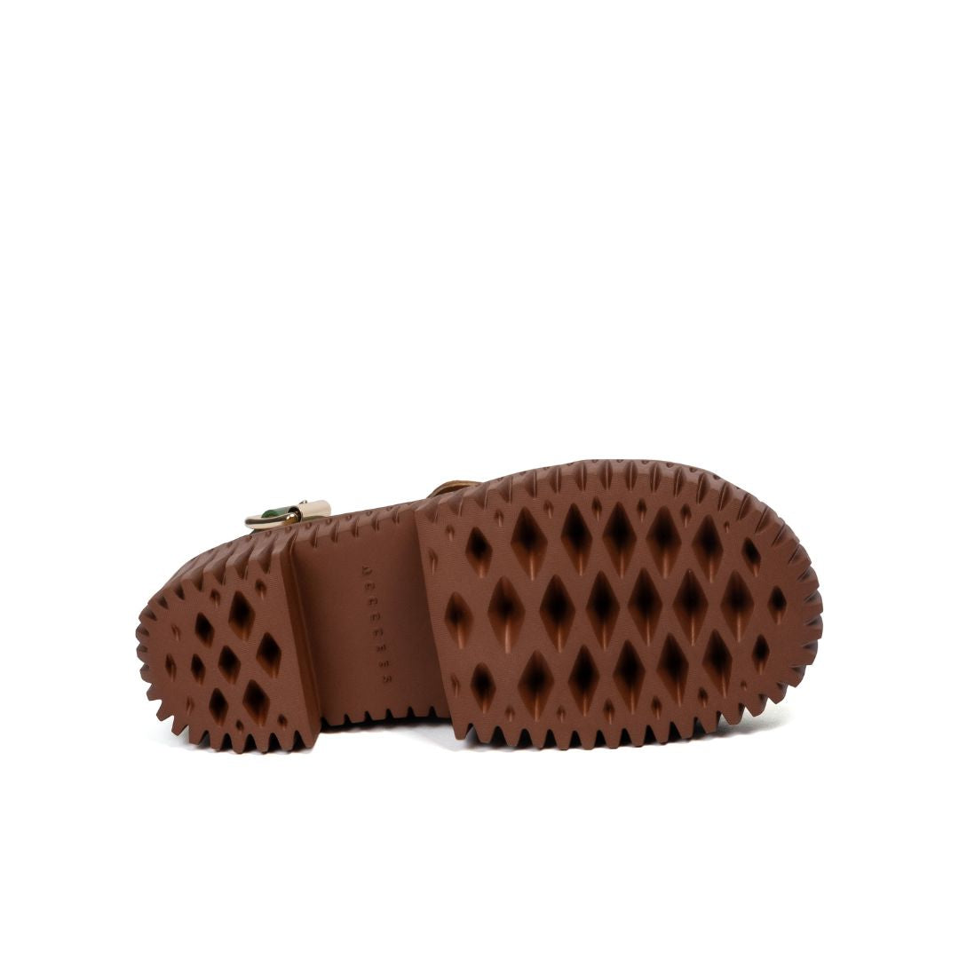 4CCCCEES Plia Juno Brown Sandały Damskie Na Koturnie Brązowe