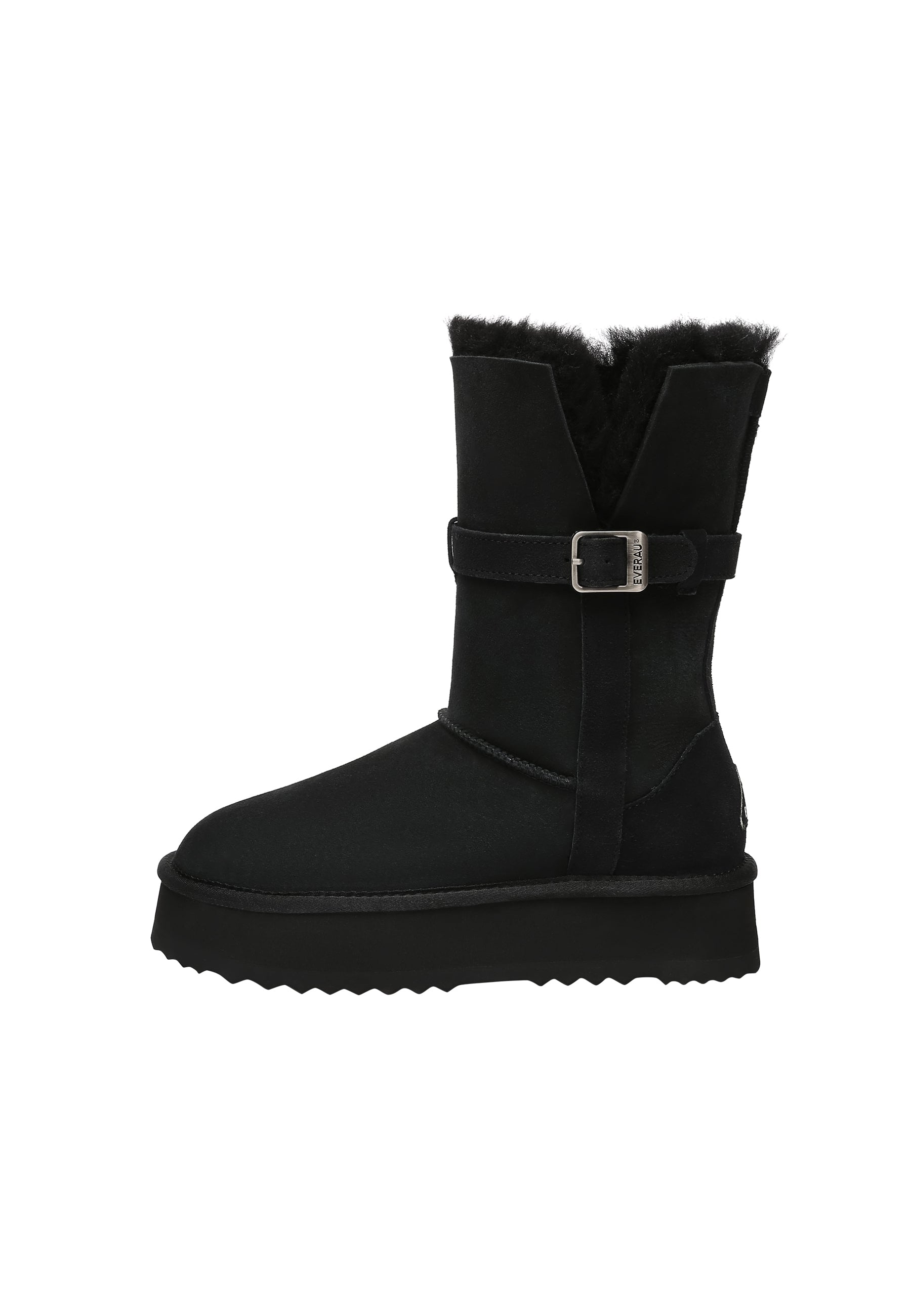 EVERAU Brush Black Platform Boots Botki Czarne