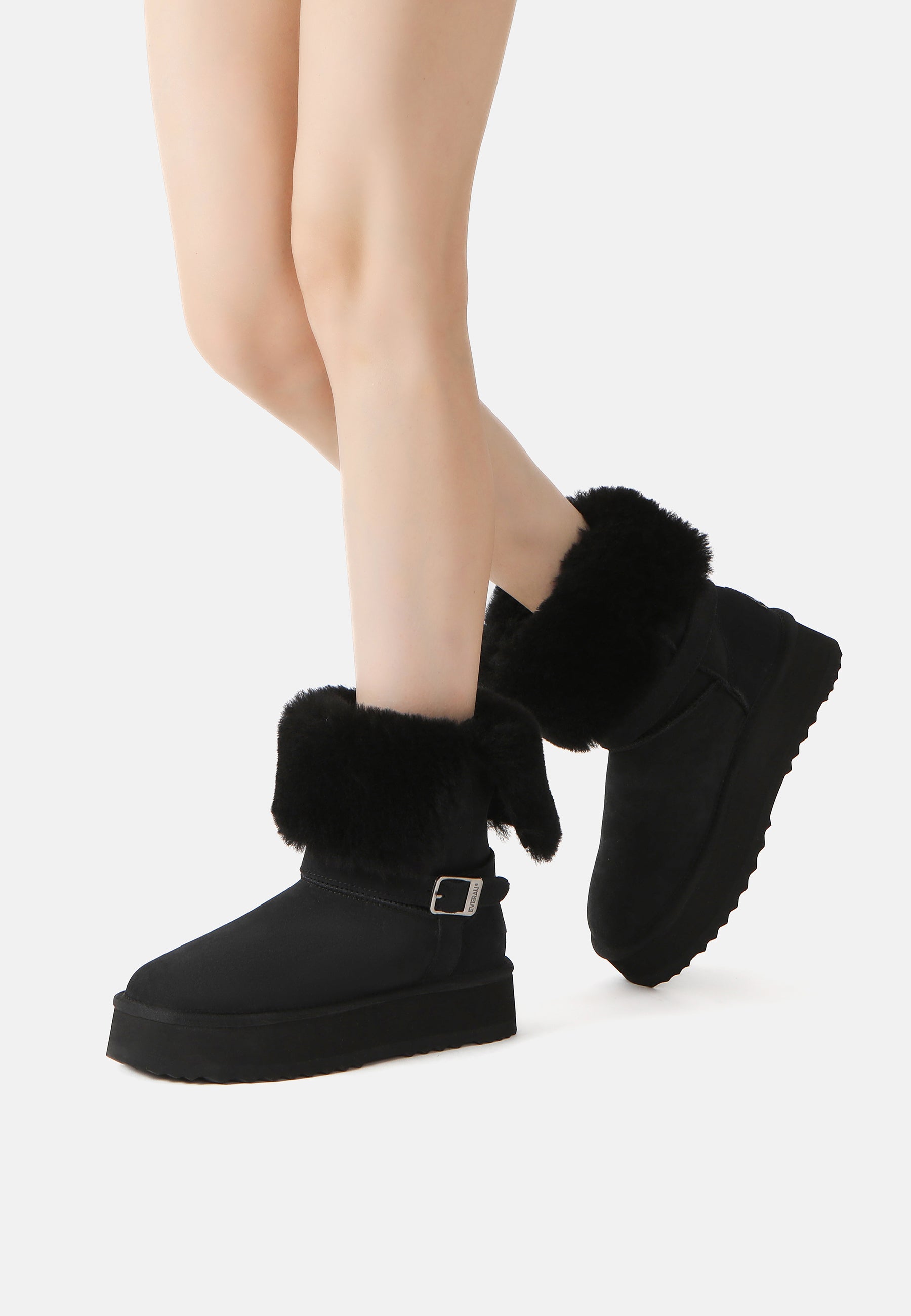 EVERAU Brush Black Platform Boots Botki Czarne