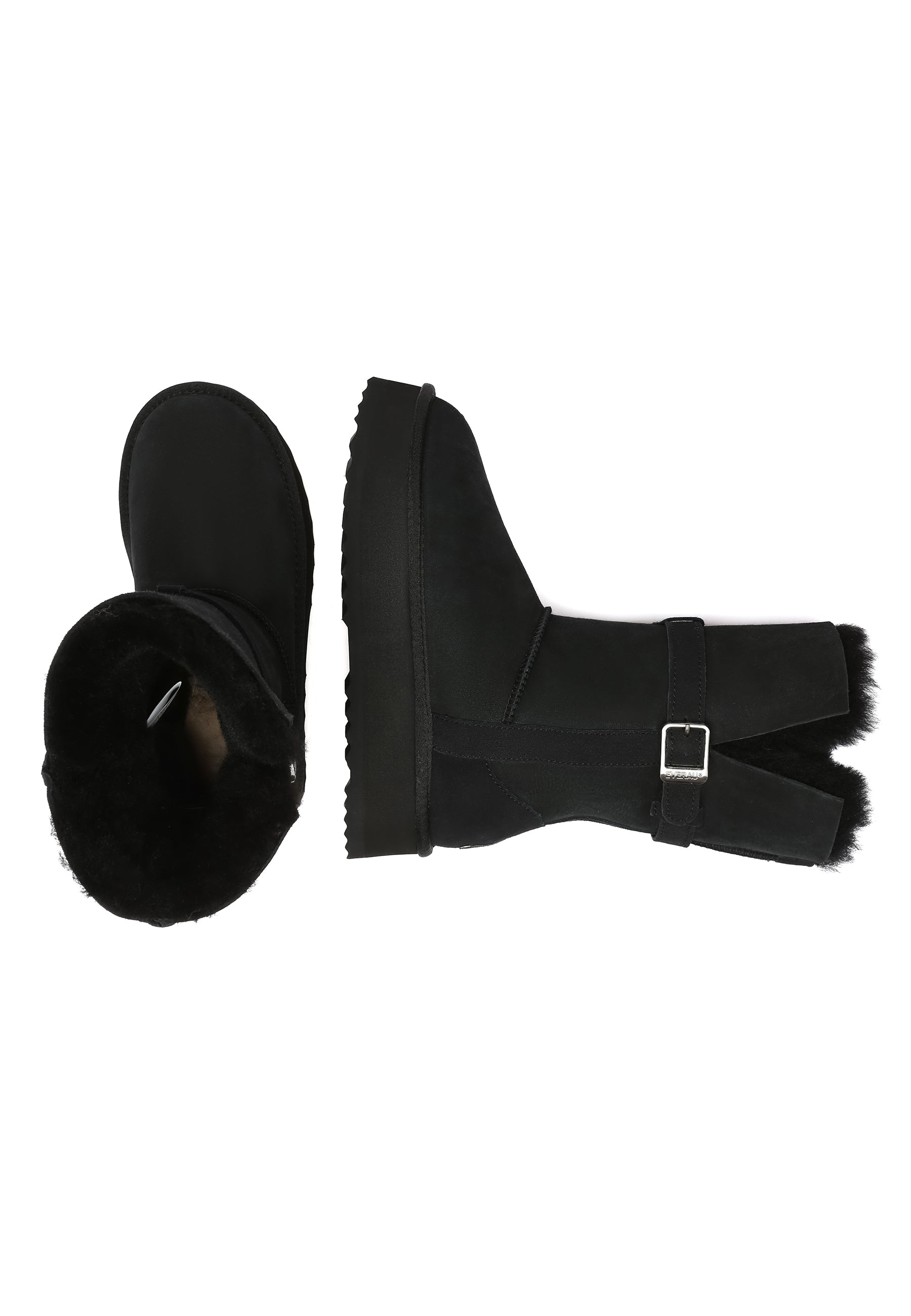 EVERAU Brush Black Platform Boots Botki Czarne