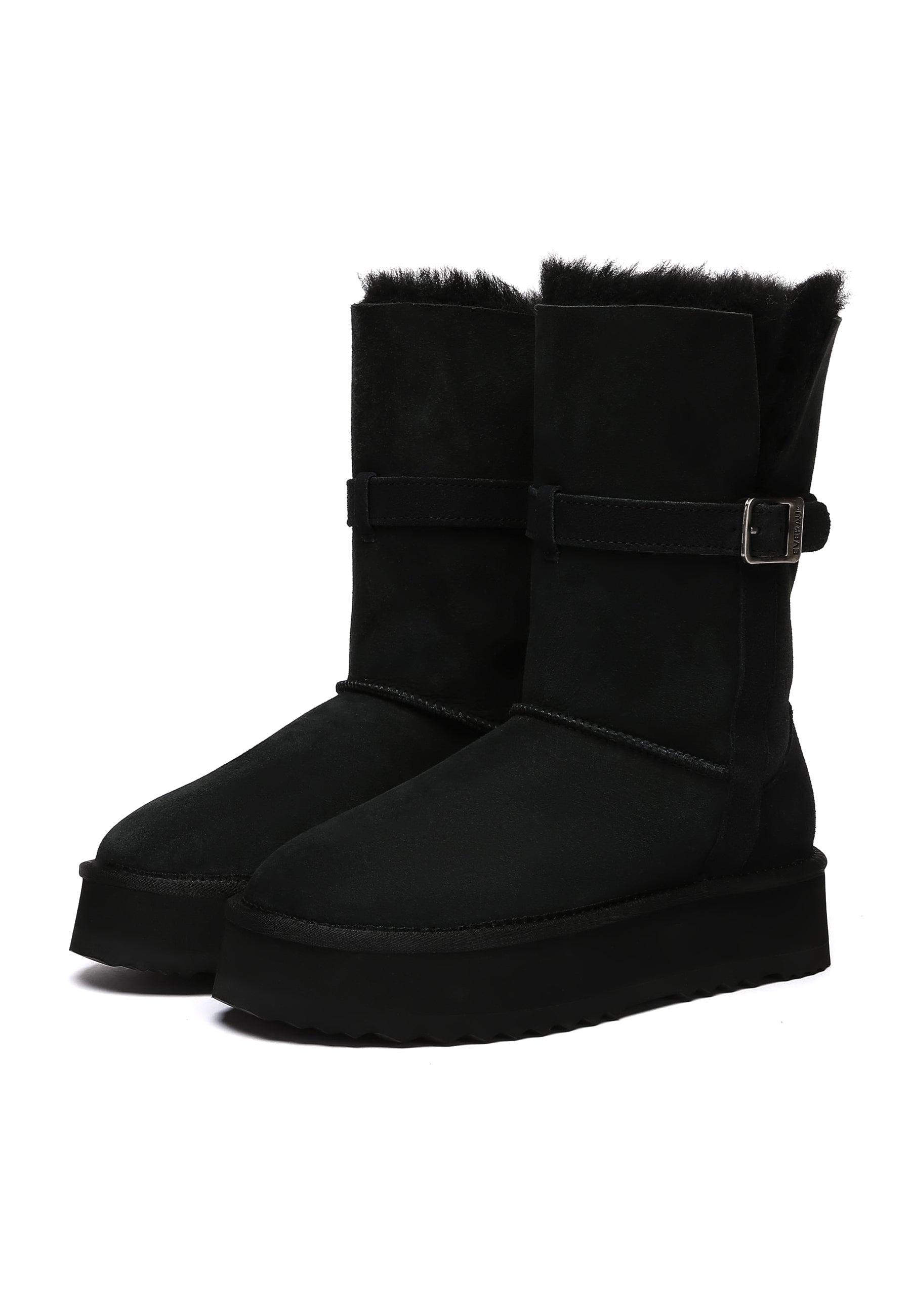 EVERAU Brush Black Platform Boots Botki Czarne