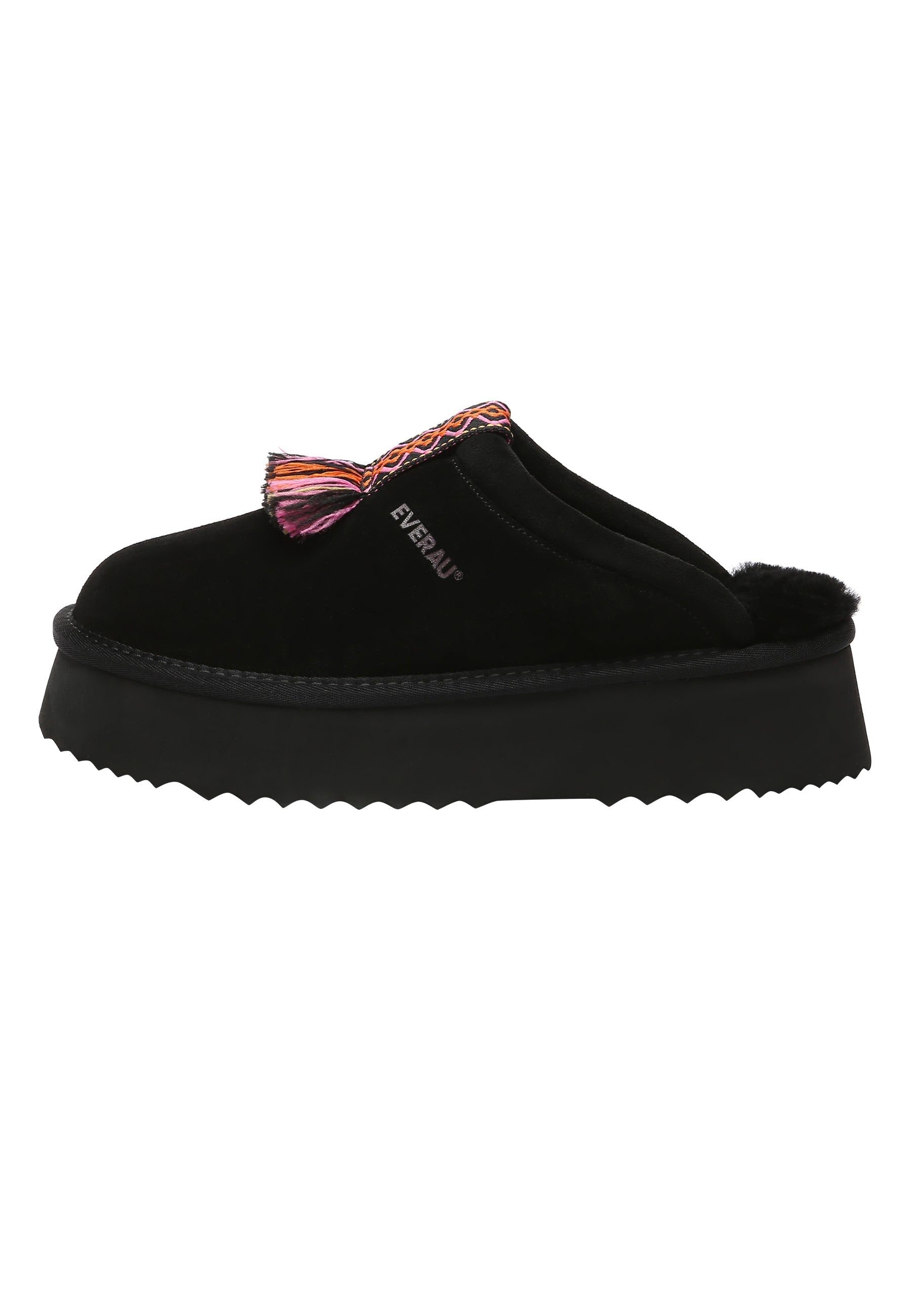EVERAU Caspian Black Platform Slippers Kapcie Czarne