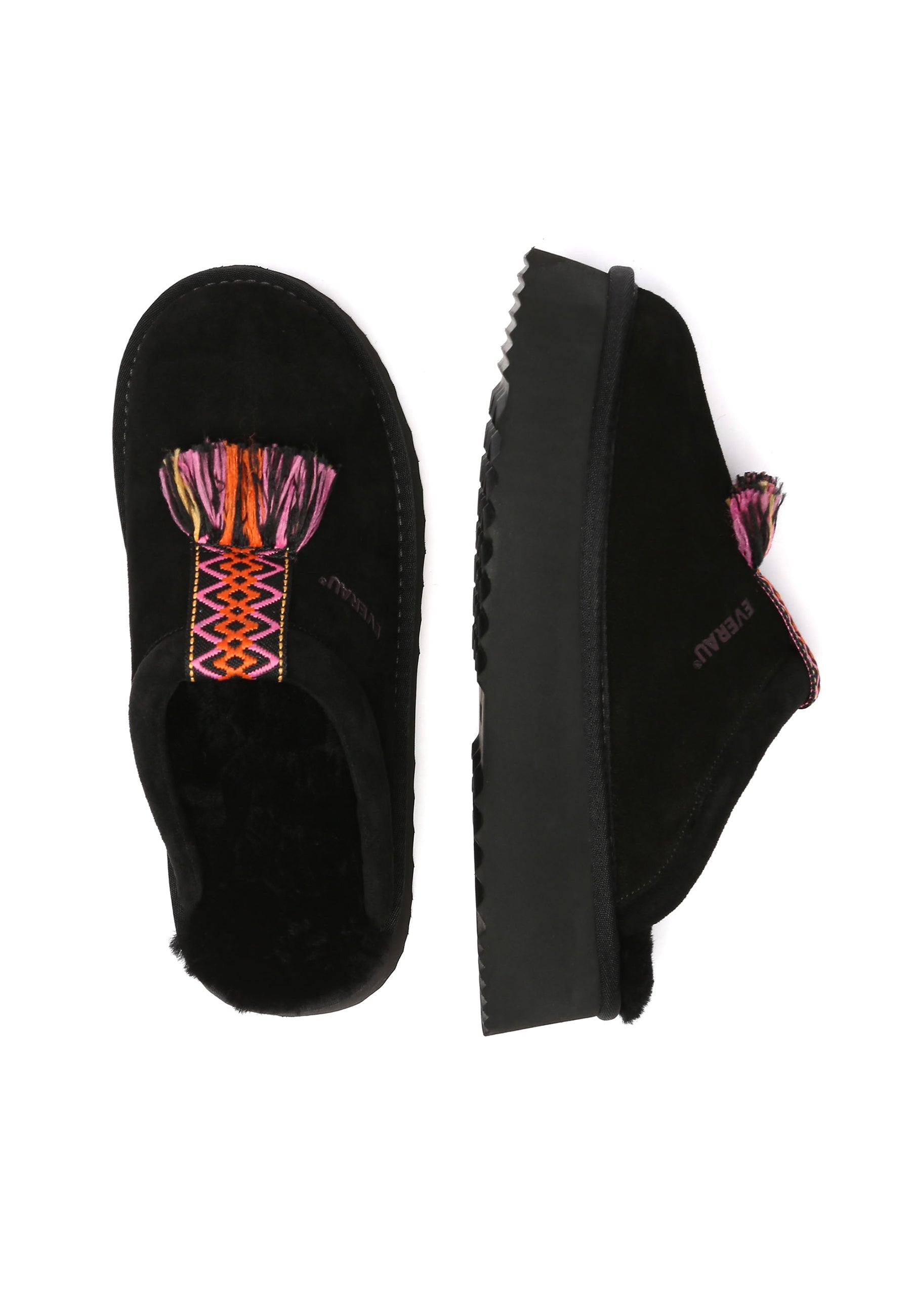 EVERAU Caspian Black Platform Slippers Kapcie Czarne