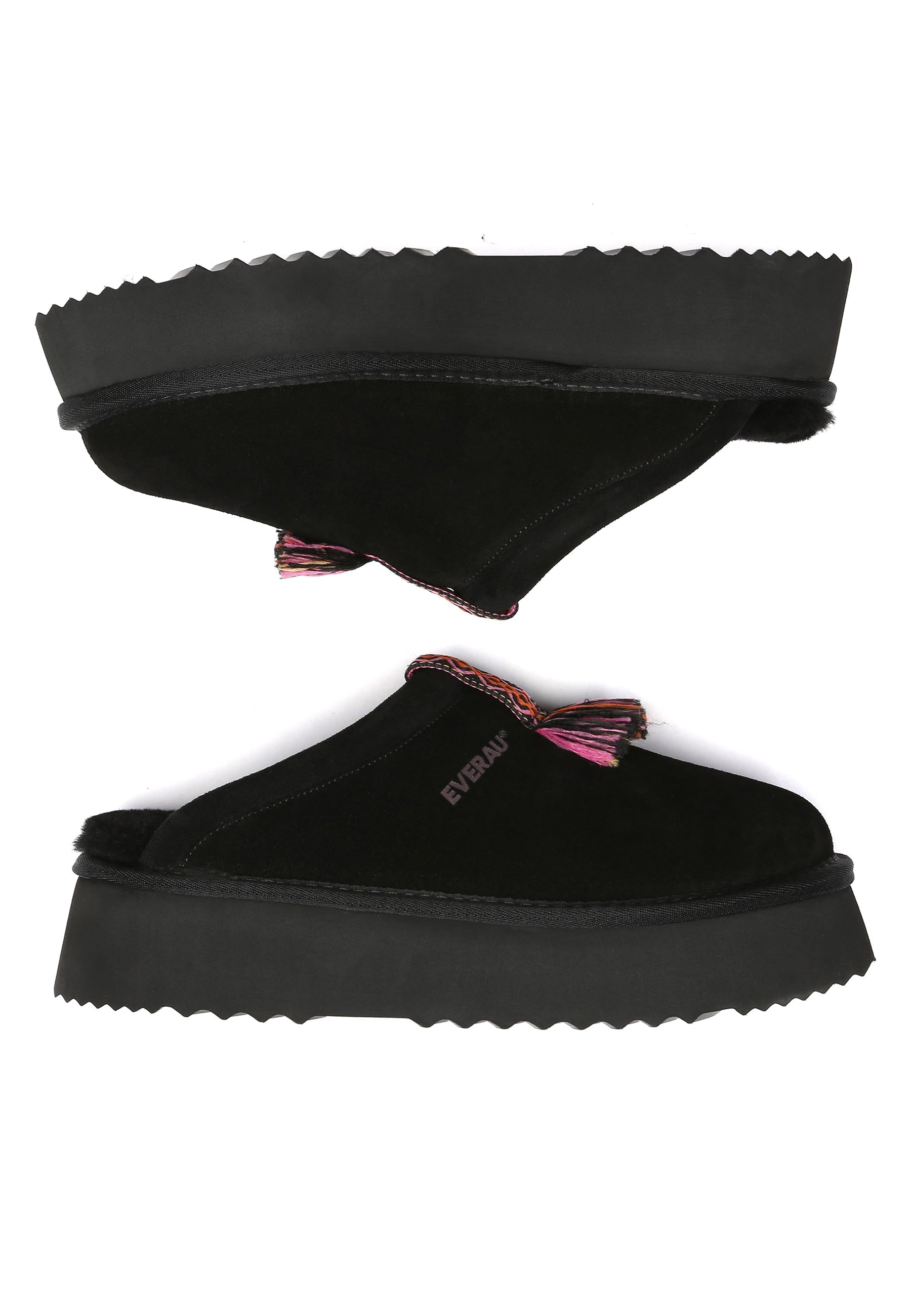 EVERAU Caspian Black Platform Slippers Kapcie Czarne