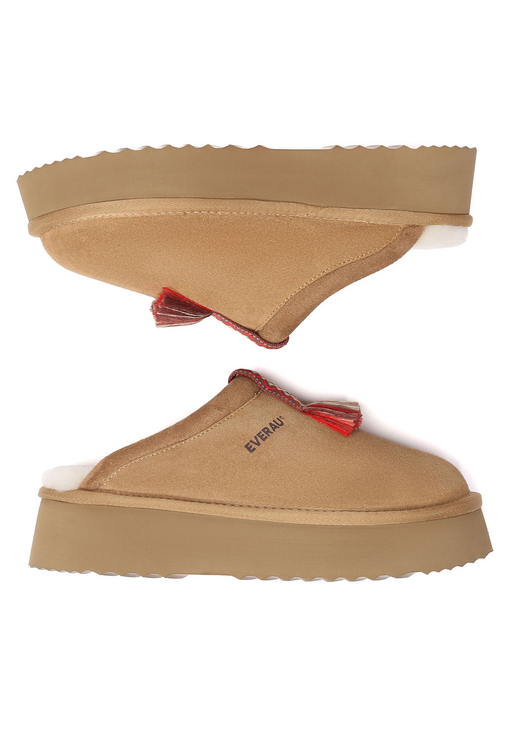 EVERAU Caspian Chestnut Platform Slippers Kapcie Brązowe
