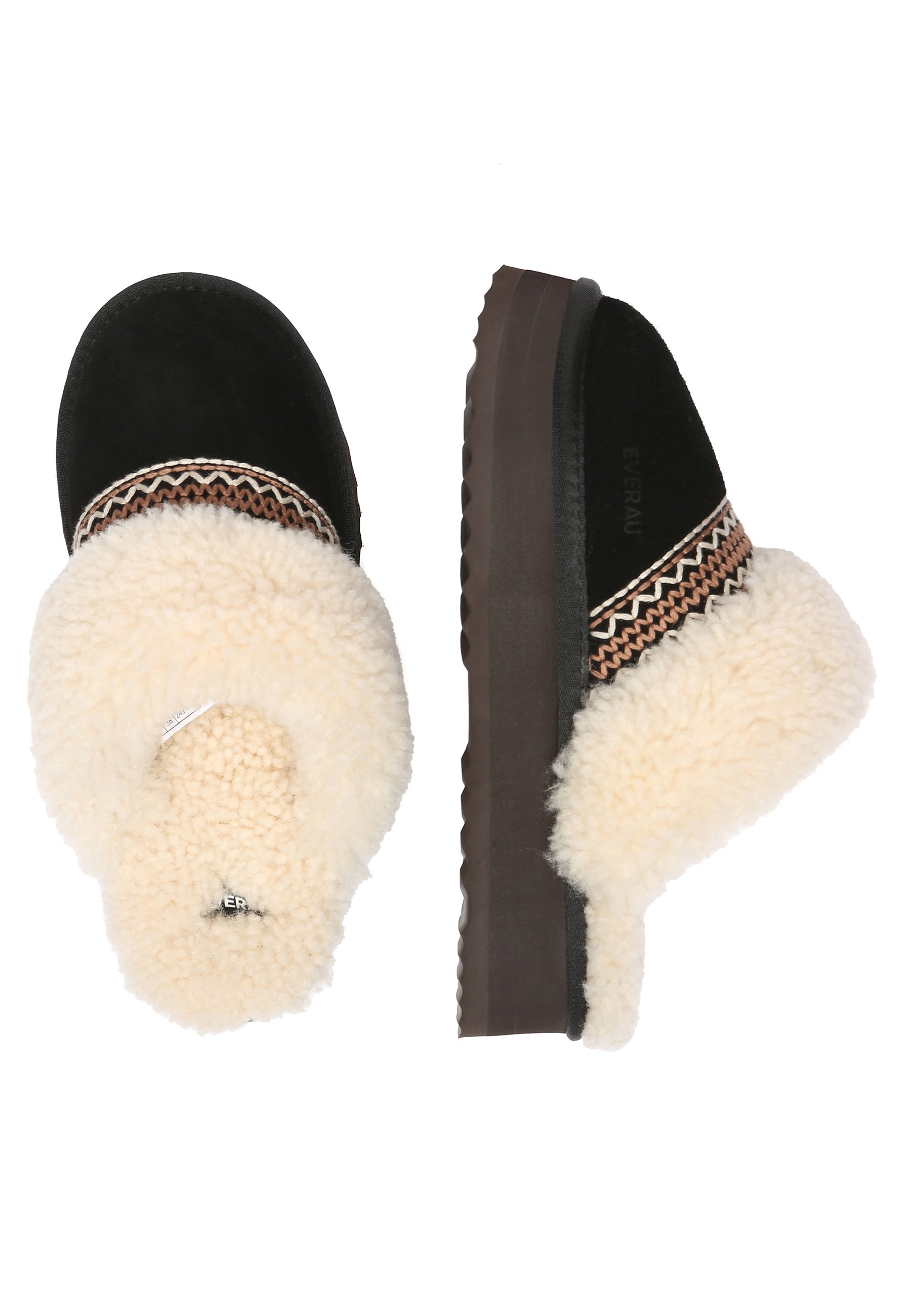EVERAU Crake Black Platform Slippers Kapcie Czarne