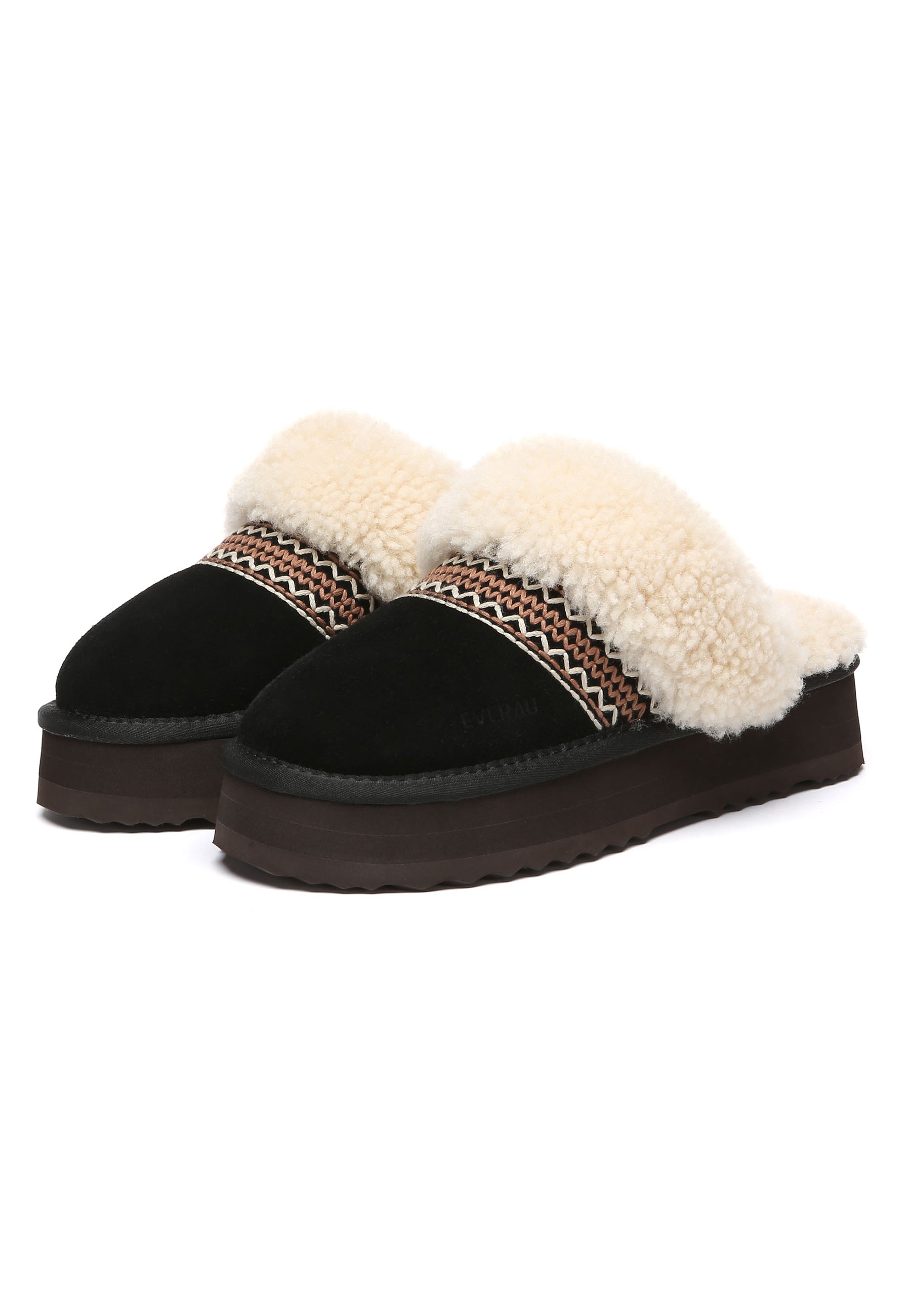 EVERAU Crake Black Platform Slippers Kapcie Czarne
