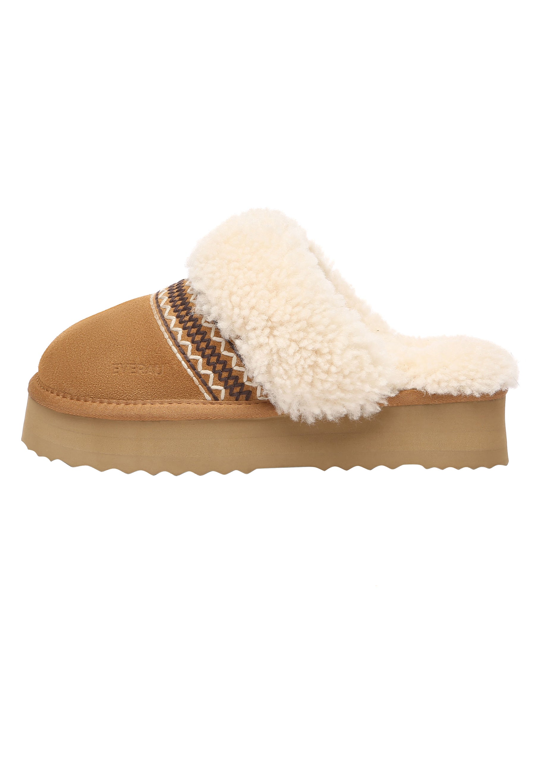 EVERAU Crake Chestnut Platform Slippers Kapcie Brązowe