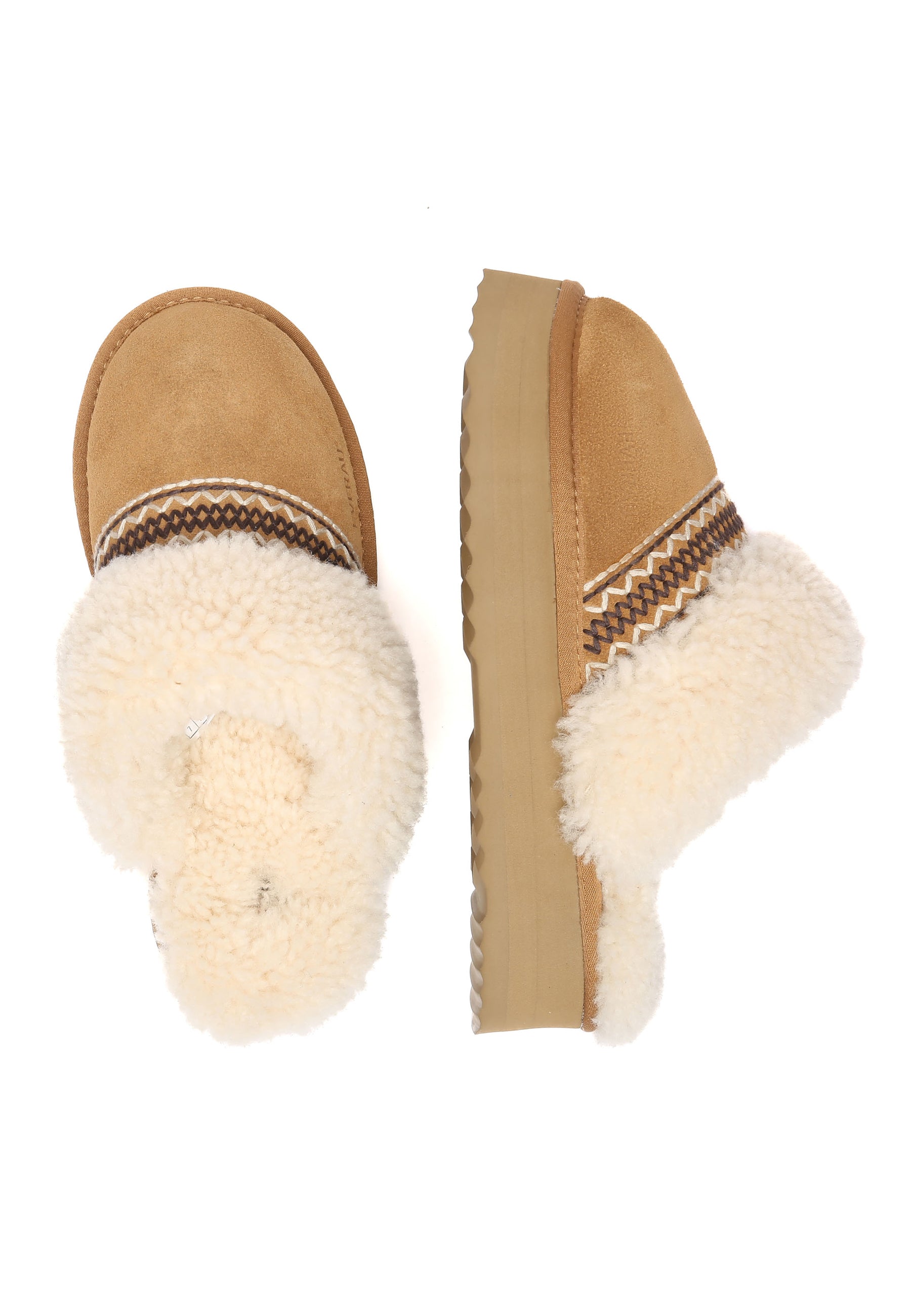 EVERAU Crake Chestnut Platform Slippers Kapcie Brązowe