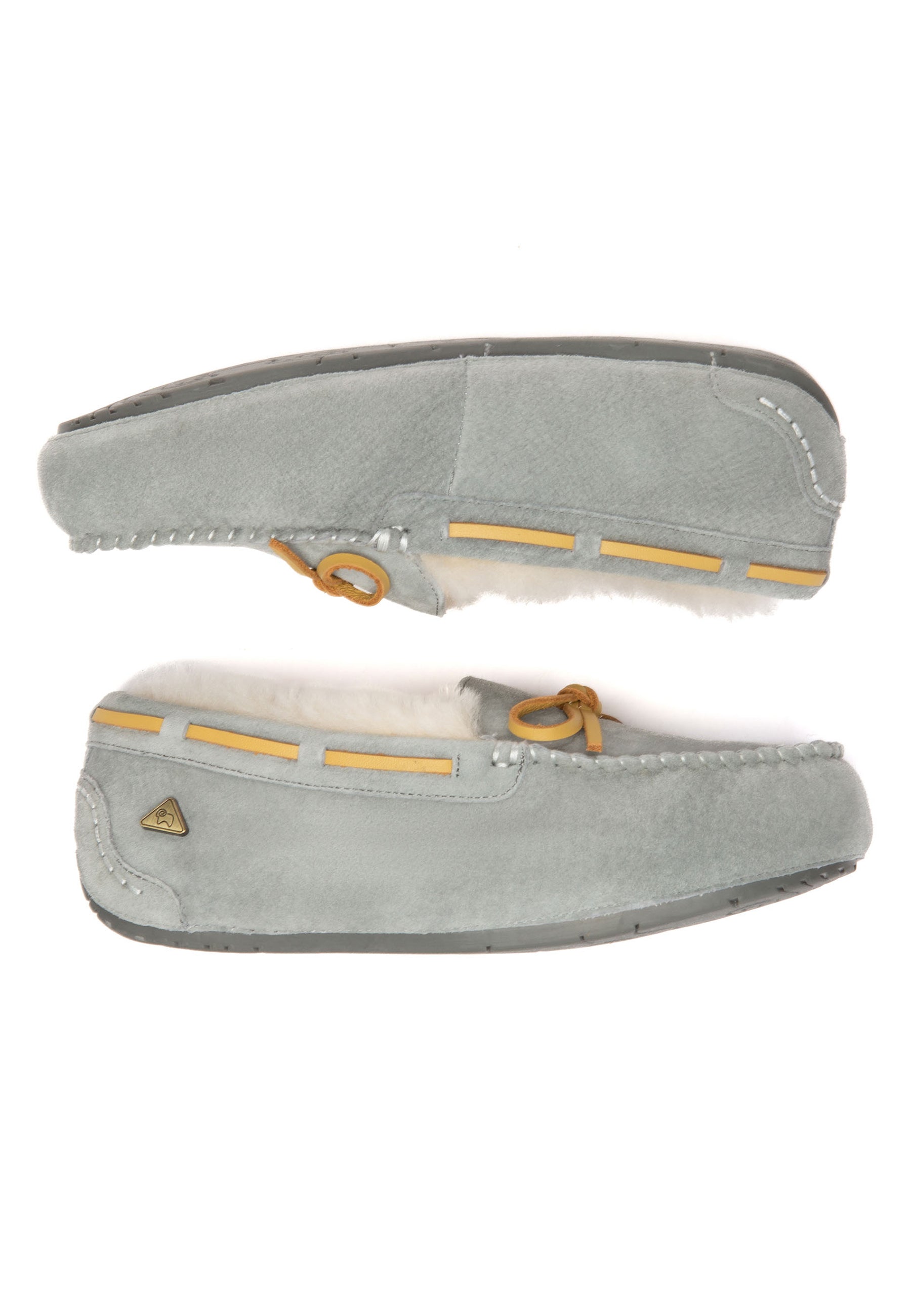 EVERAU Crested Leather Loafers Loafersy Szare