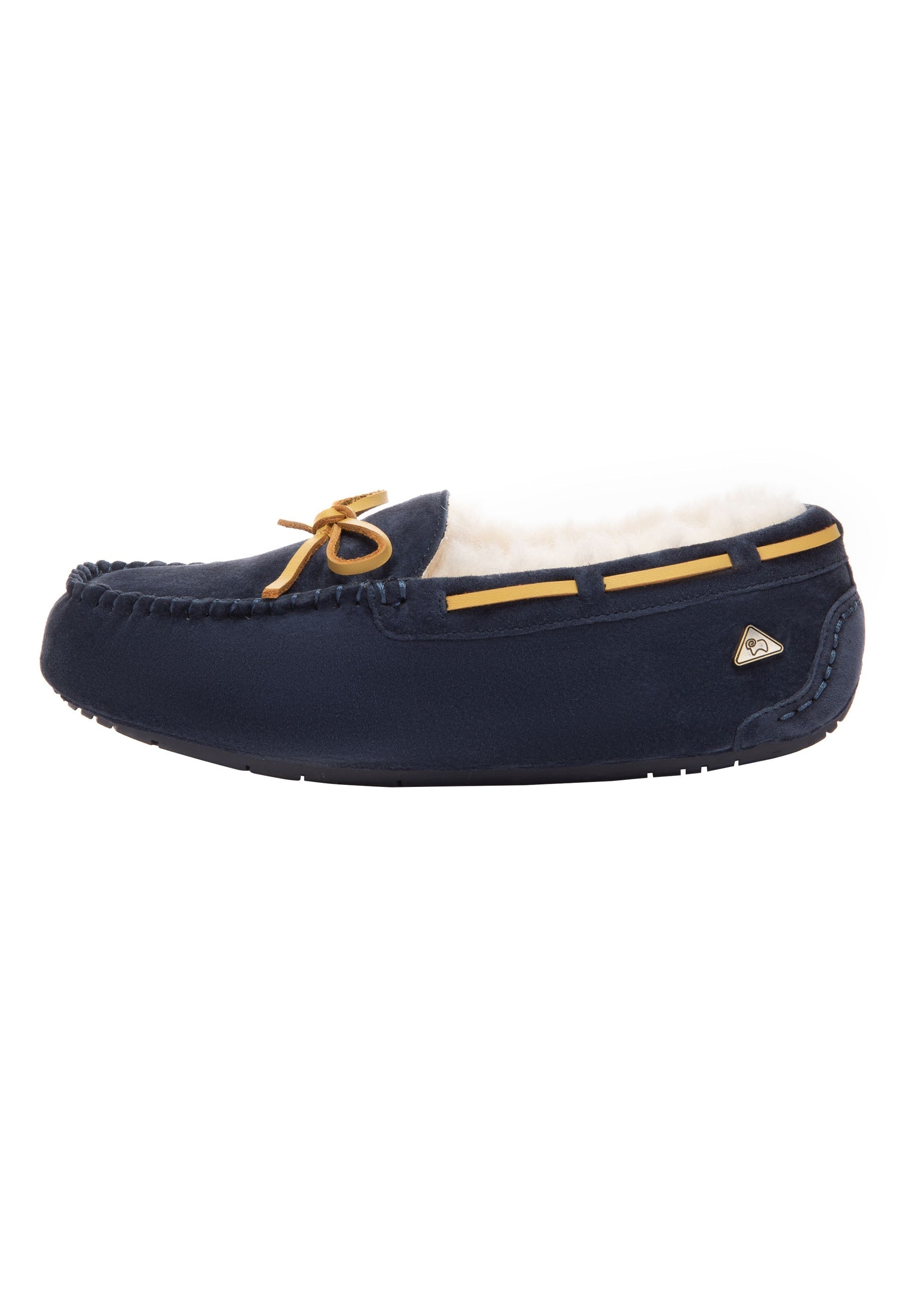 EVERAU Crested Leather Loafers Loafersy Granatowe