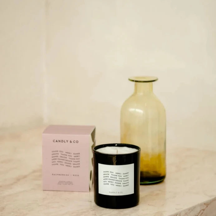 Candly & Co Świeca zapachowa No. 7 Maliny / Róża thank you merci danke grazie