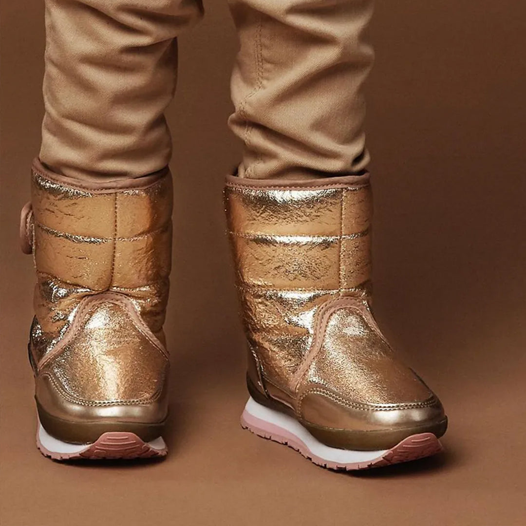 Rubber Duck - Śniegowce Dziecięce - Snow Jogger Cracked Metallic Kids - Rose Gold - Kolor Różowe Złoto