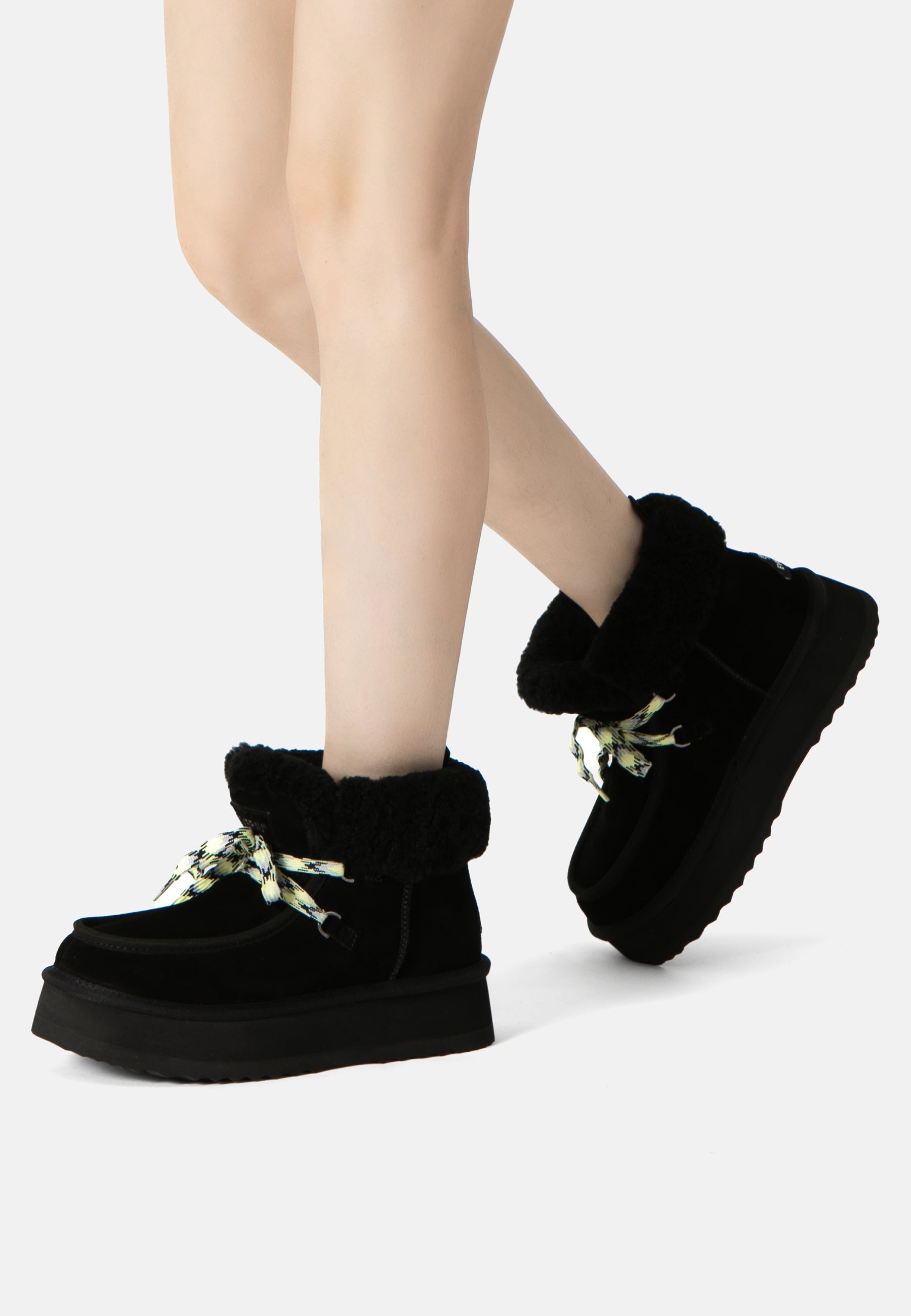 EVERAU Lapwing Black Ankle Platform Boots Botki Czarne