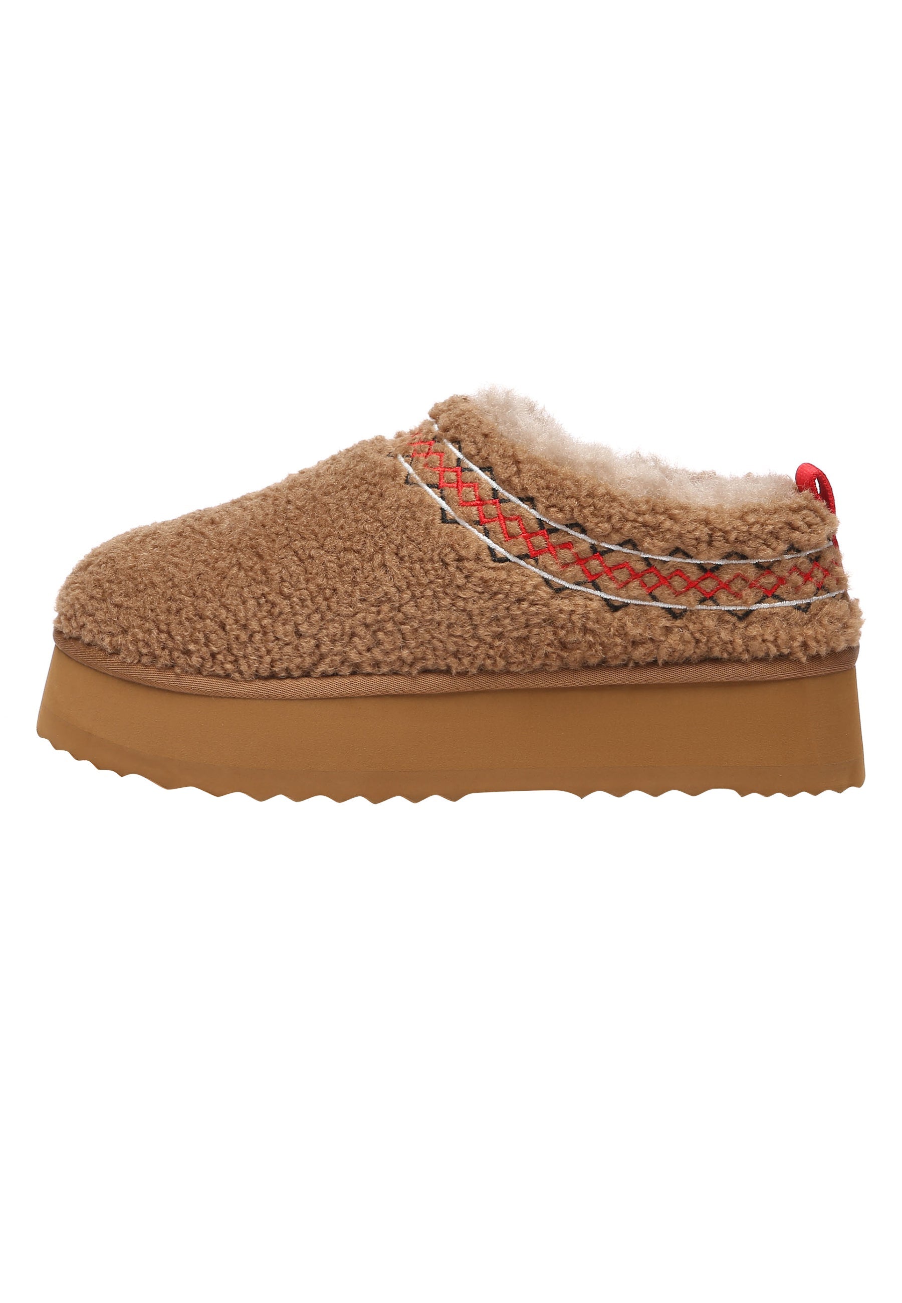 EVERAU Lewin Chestnut Plush Platform Slippers Kapcie Brązowe
