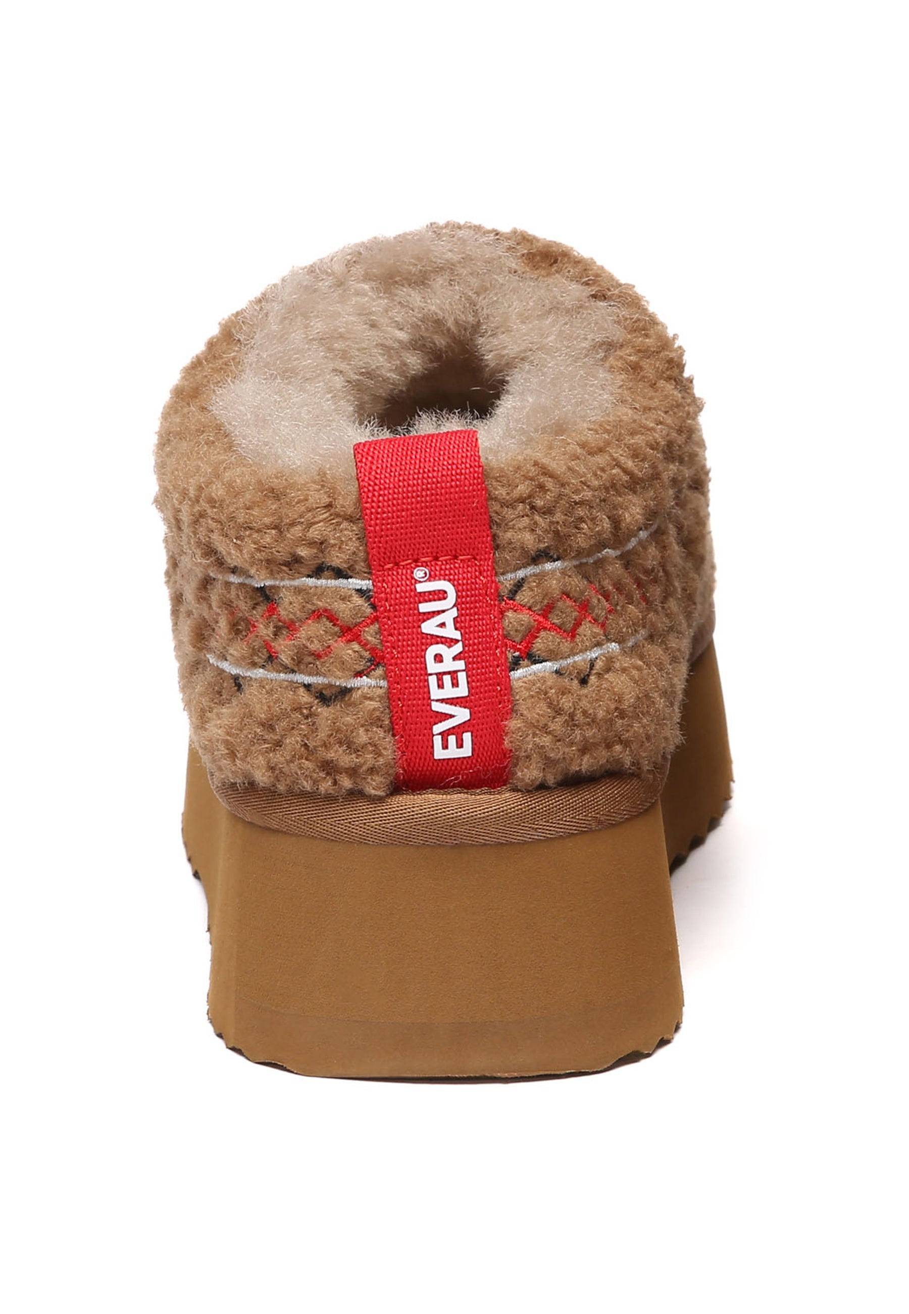 EVERAU Lewin Chestnut Plush Platform Slippers Kapcie Brązowe