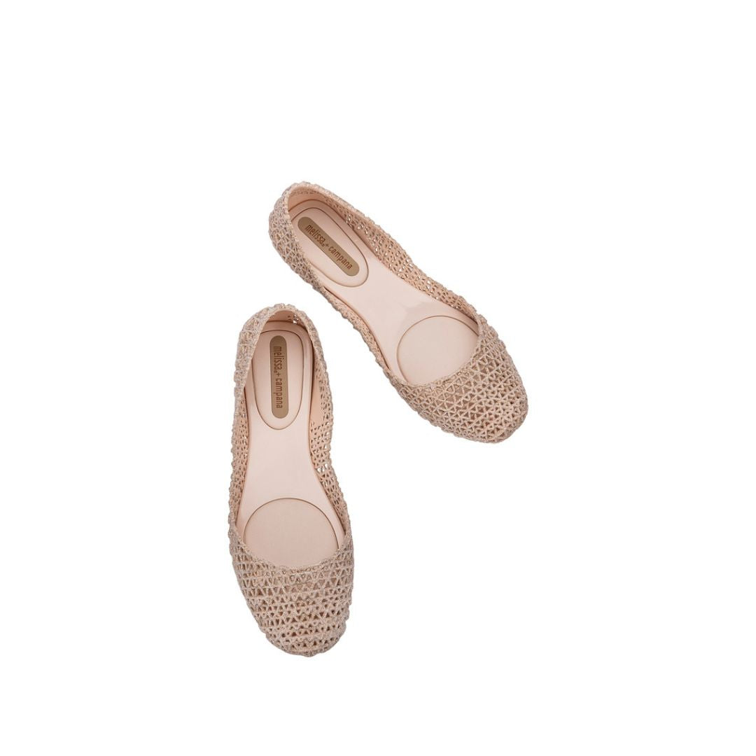 Melissa Campana Papel VII AD Light Beige Glitter Baleriny Damskie Beżowe