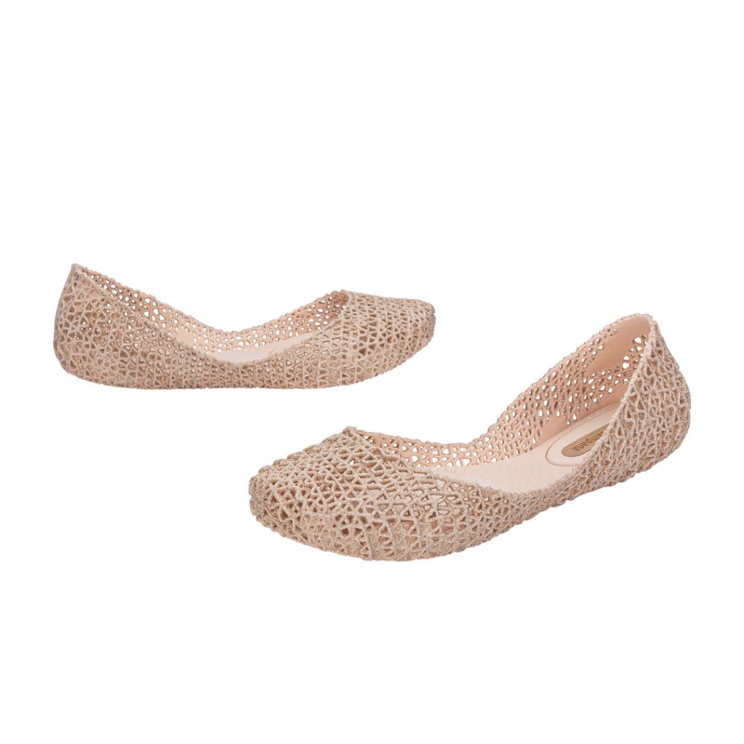 Melissa Campana Papel VII AD Light Beige Glitter Baleriny Damskie Beżowe