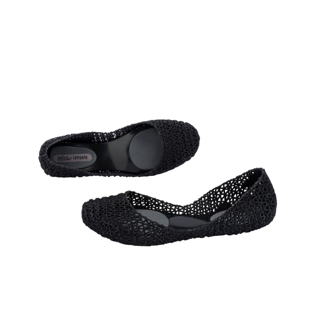 Melissa Campana Papel VII AD Black Glitter Baleriny Damskie Czarne