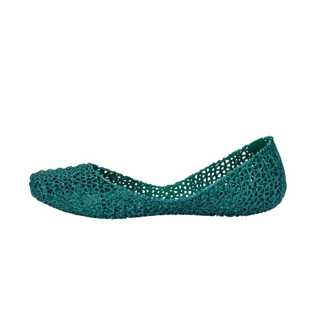 Melissa Campana Papel VII AD Emerald Green Glitter Baleriny Damskie Niebieskie