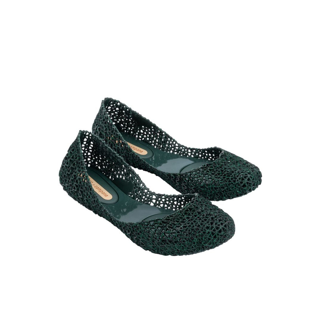 Melissa Campana Papel VII AD Green Glitter Baleriny Damskie Zielone