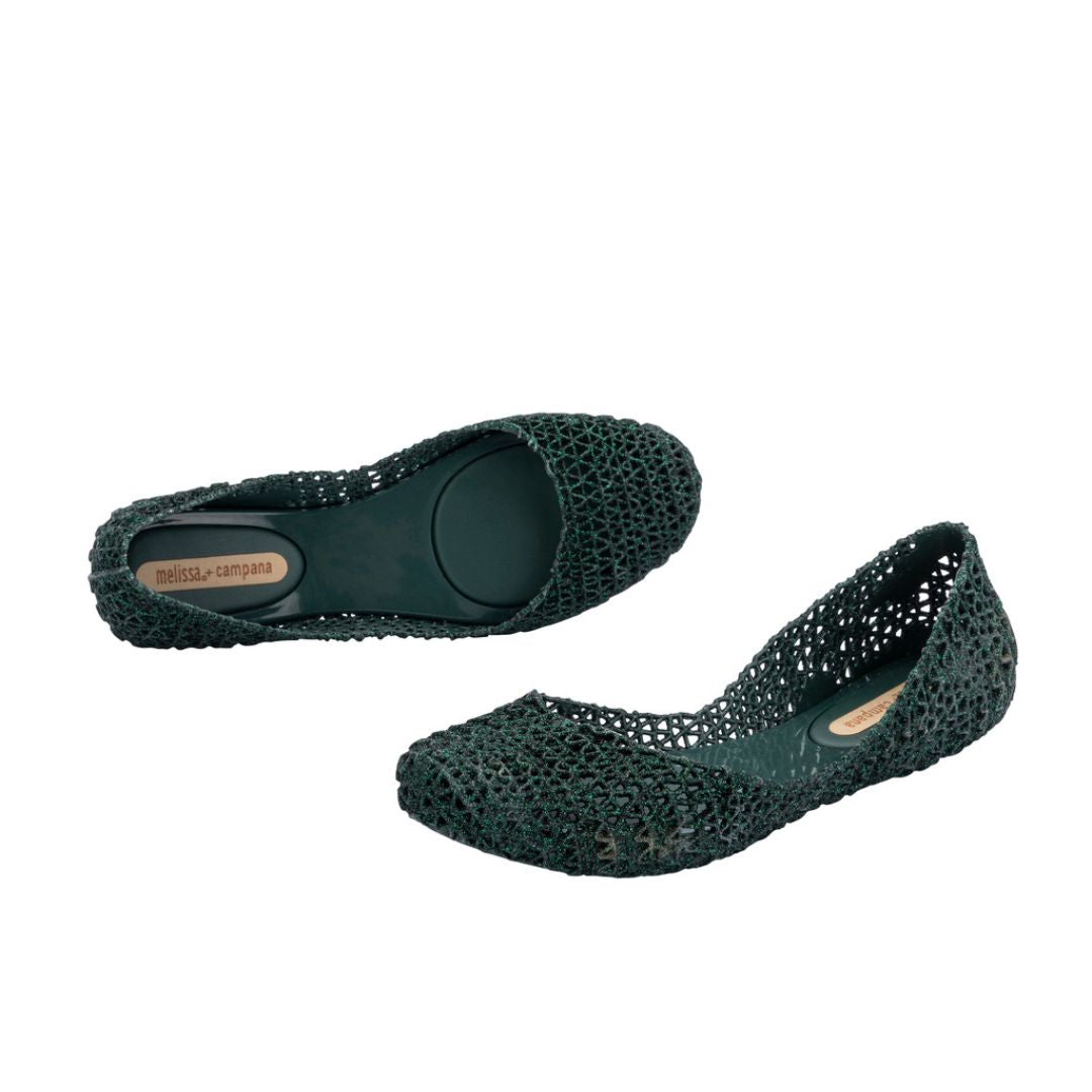 Melissa Campana Papel VII AD Green Glitter Baleriny Damskie Zielone