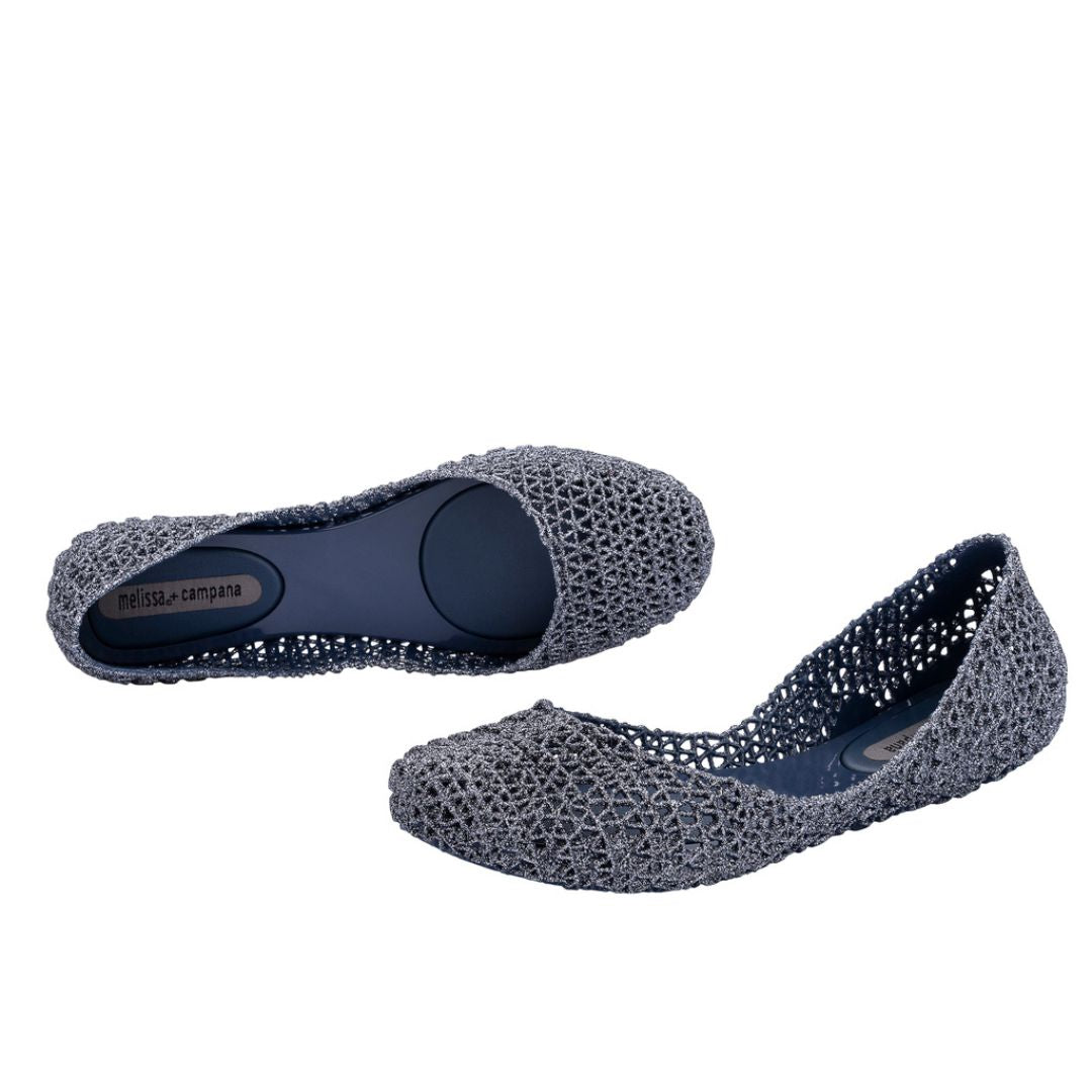 Melissa Campana Papel VII AD Grey Glitter Baleriny Damskie Szare Brokat