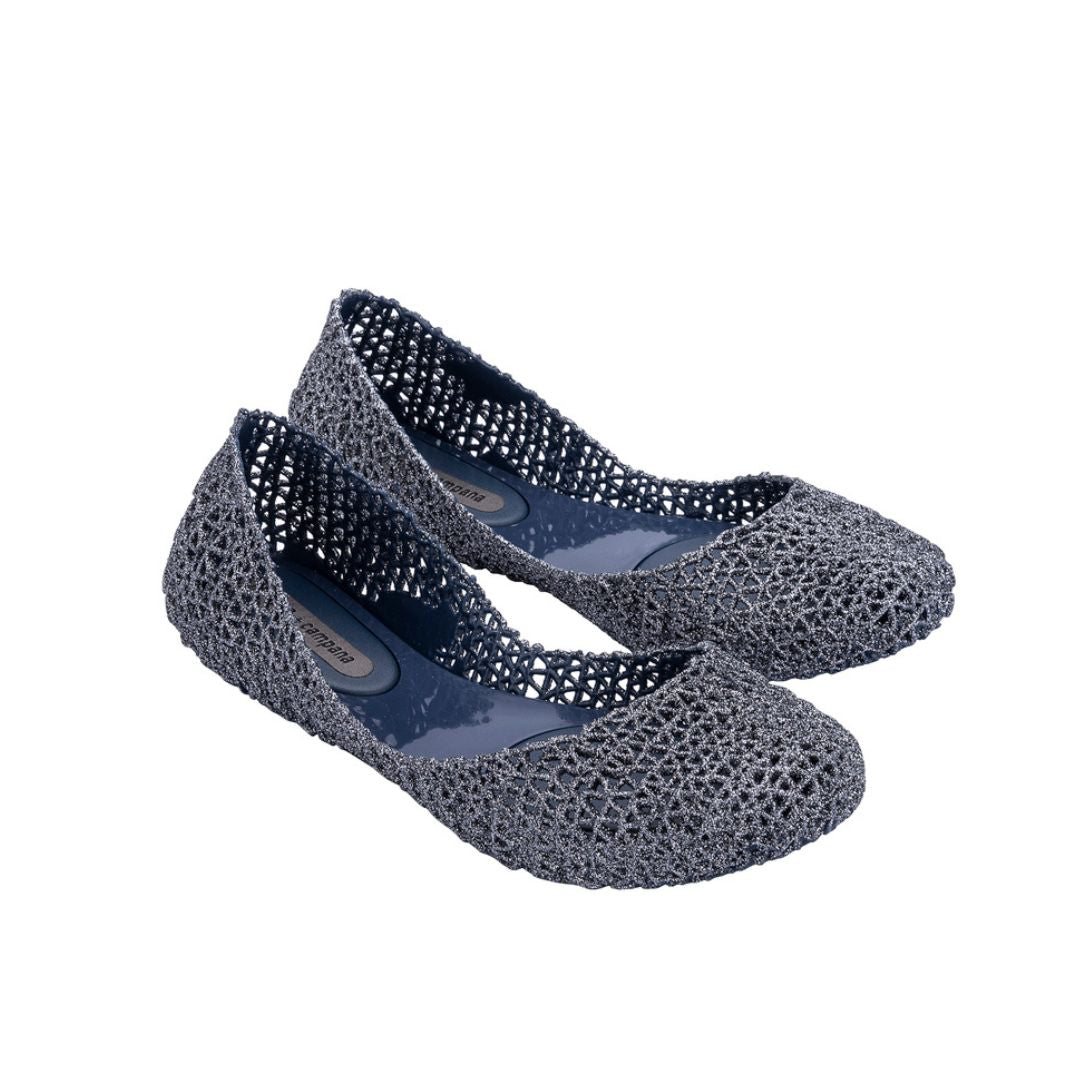 Melissa Campana Papel VII AD Grey Glitter Baleriny Damskie Szare Brokat