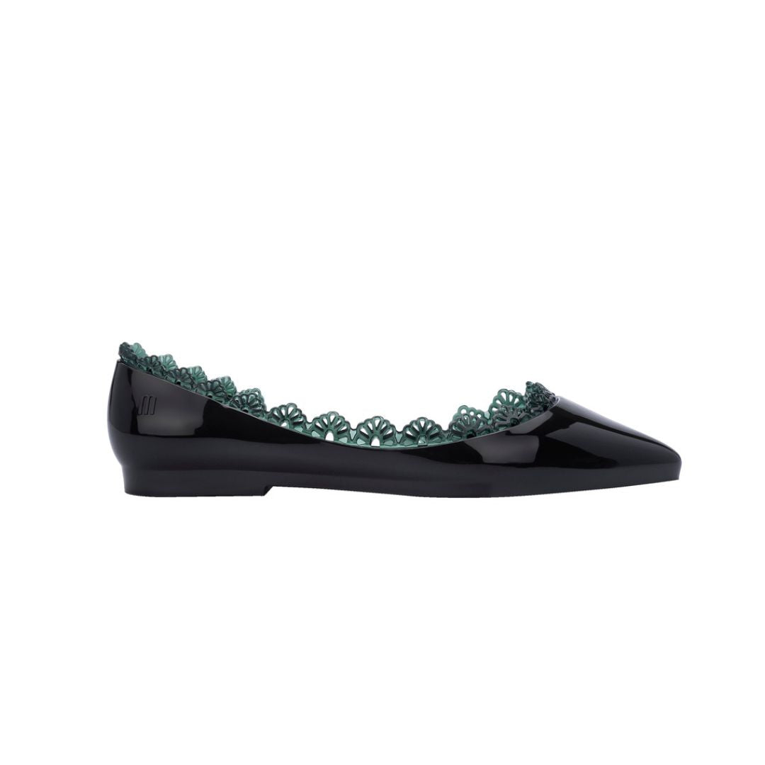 Melissa Cleo II AD Black Green Baleriny Damskie Czarne Zielone