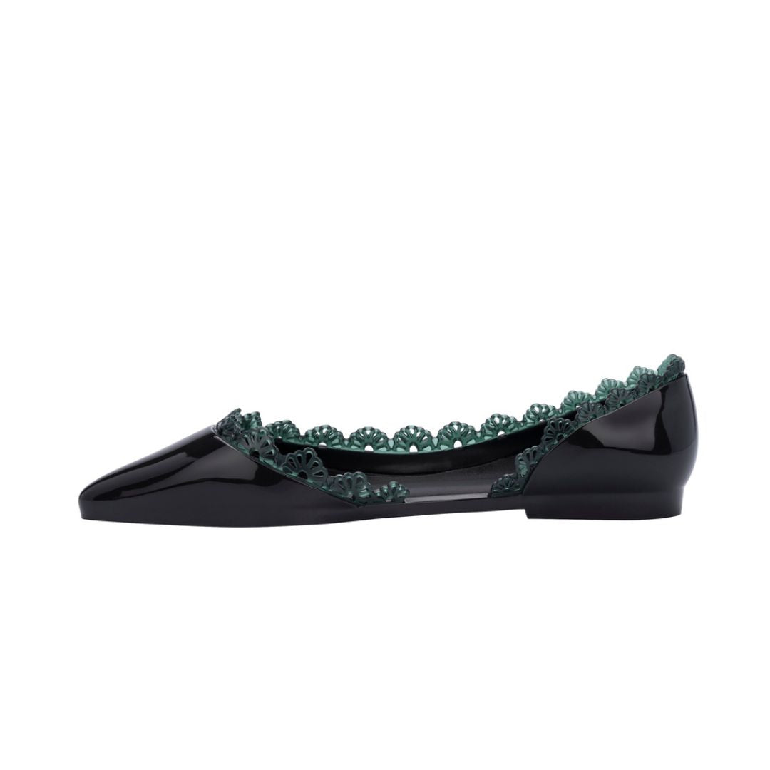 Melissa Cleo II AD Black Green Baleriny Damskie Czarne Zielone