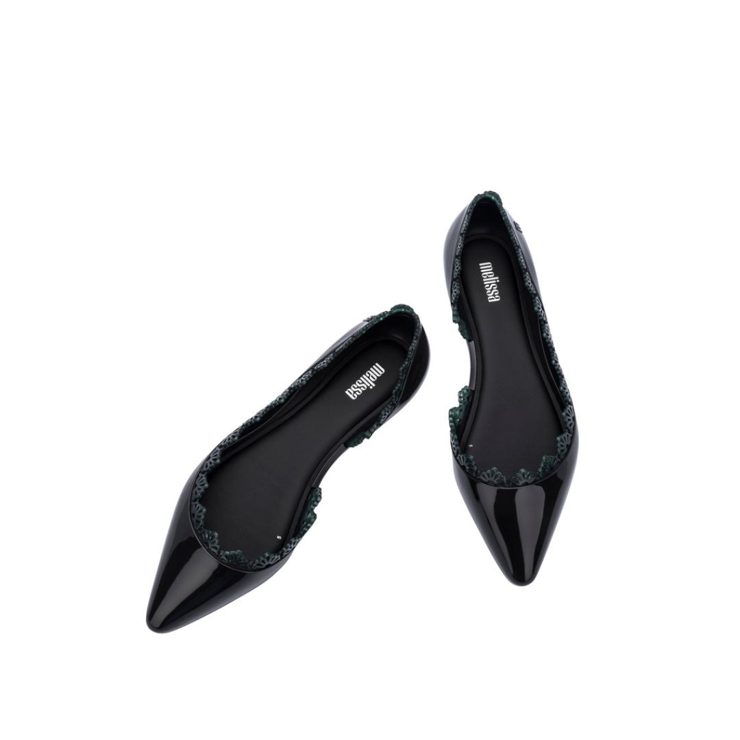 Melissa Cleo II AD Black Green Baleriny Damskie Czarne Zielone