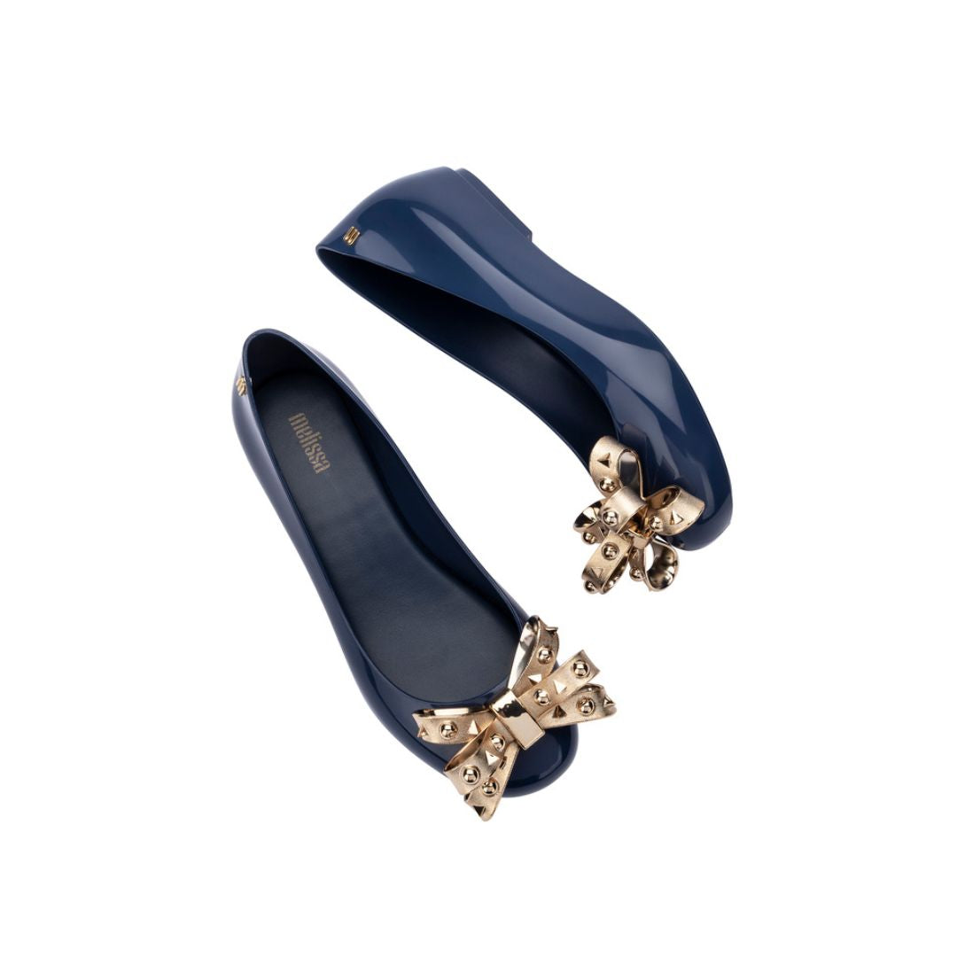 Melissa Dora III Ad Blue Gold Baleriny Damskie Z Kokardką Granatowe