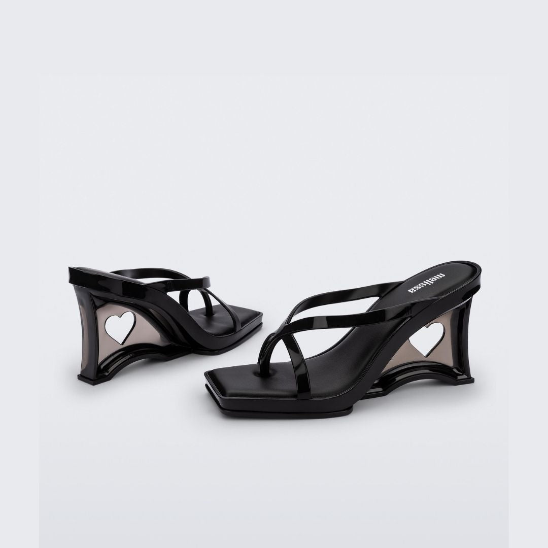 Melissa Glass Heel AD Black Clear Klapki Damskie Na Obcasie Czarne