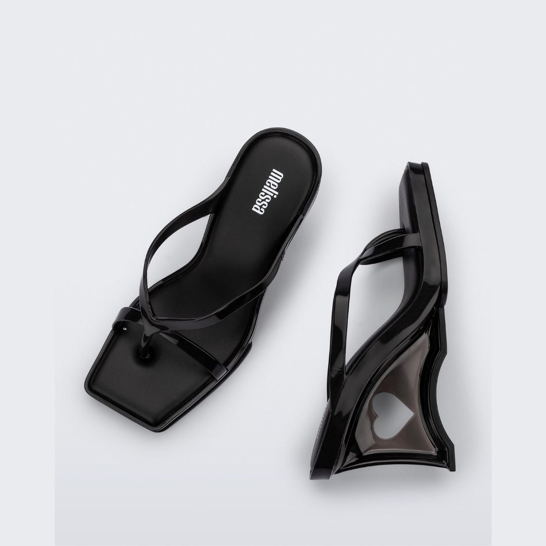 Melissa Glass Heel AD Black Clear Klapki Damskie Na Obcasie Czarne