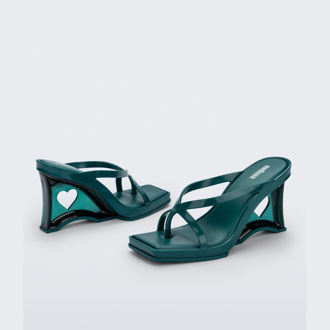 Melissa Glass Heel AD Green Transparent Green Klapki Damskie Na Obcasie Zielone