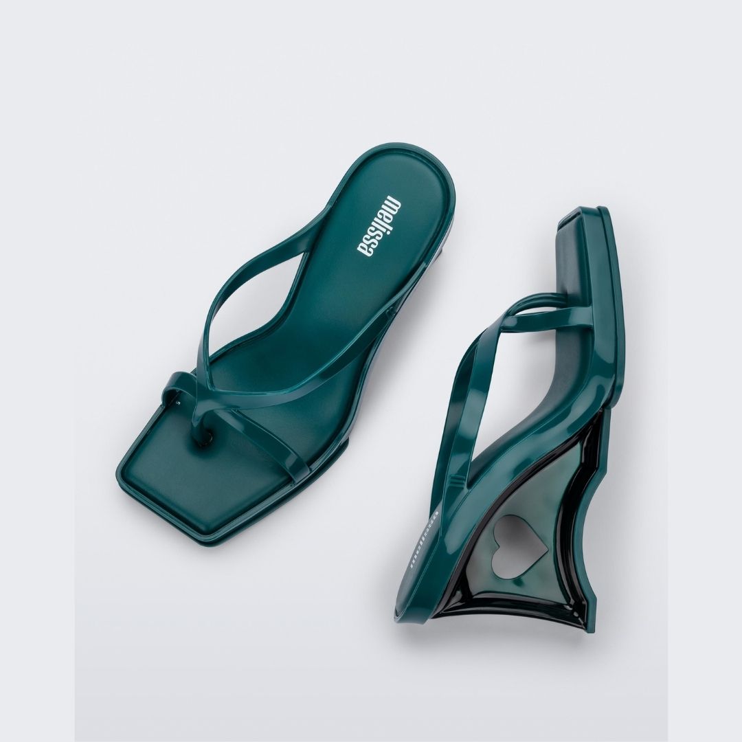 Melissa Glass Heel AD Green Transparent Green Klapki Damskie Na Obcasie Zielone