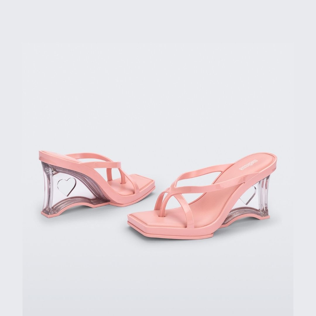 Melissa Glass Heel AD Pink Clear Klapki Damskie Na Obcasie Różowe
