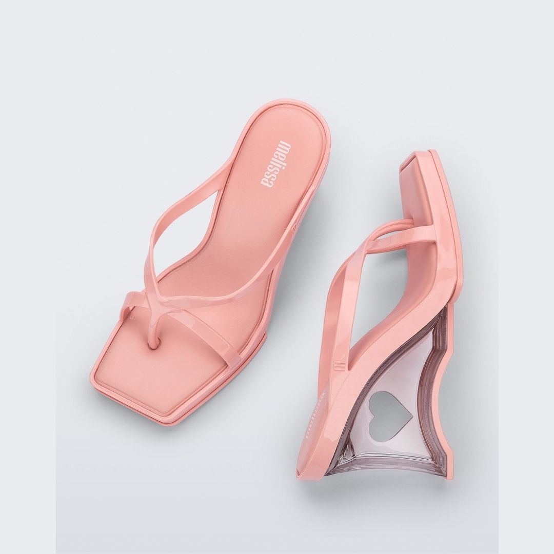 Melissa Glass Heel AD Pink Clear Klapki Damskie Na Obcasie Różowe