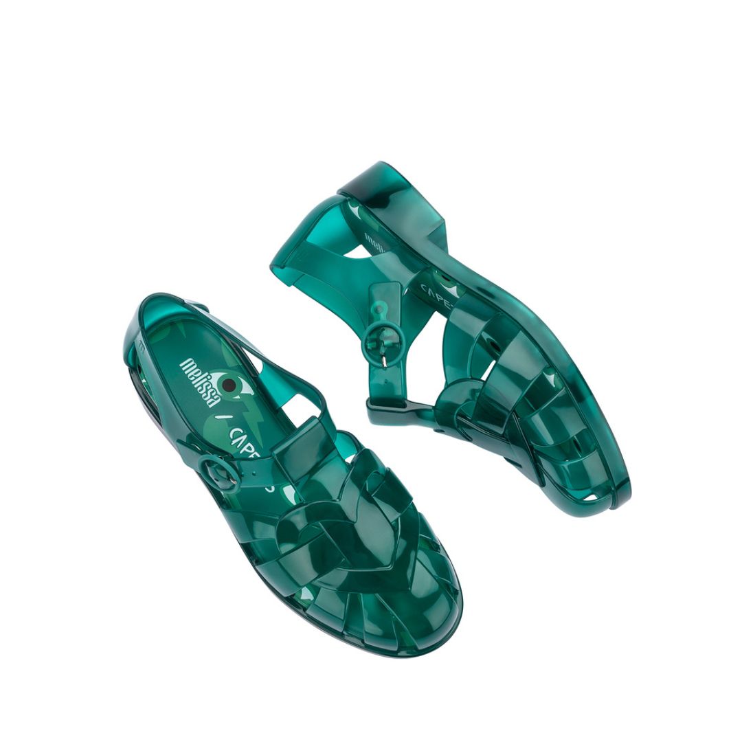 Melissa Heart Sandal + Capetos AD Green Transparent Sandały Damskie Zielone