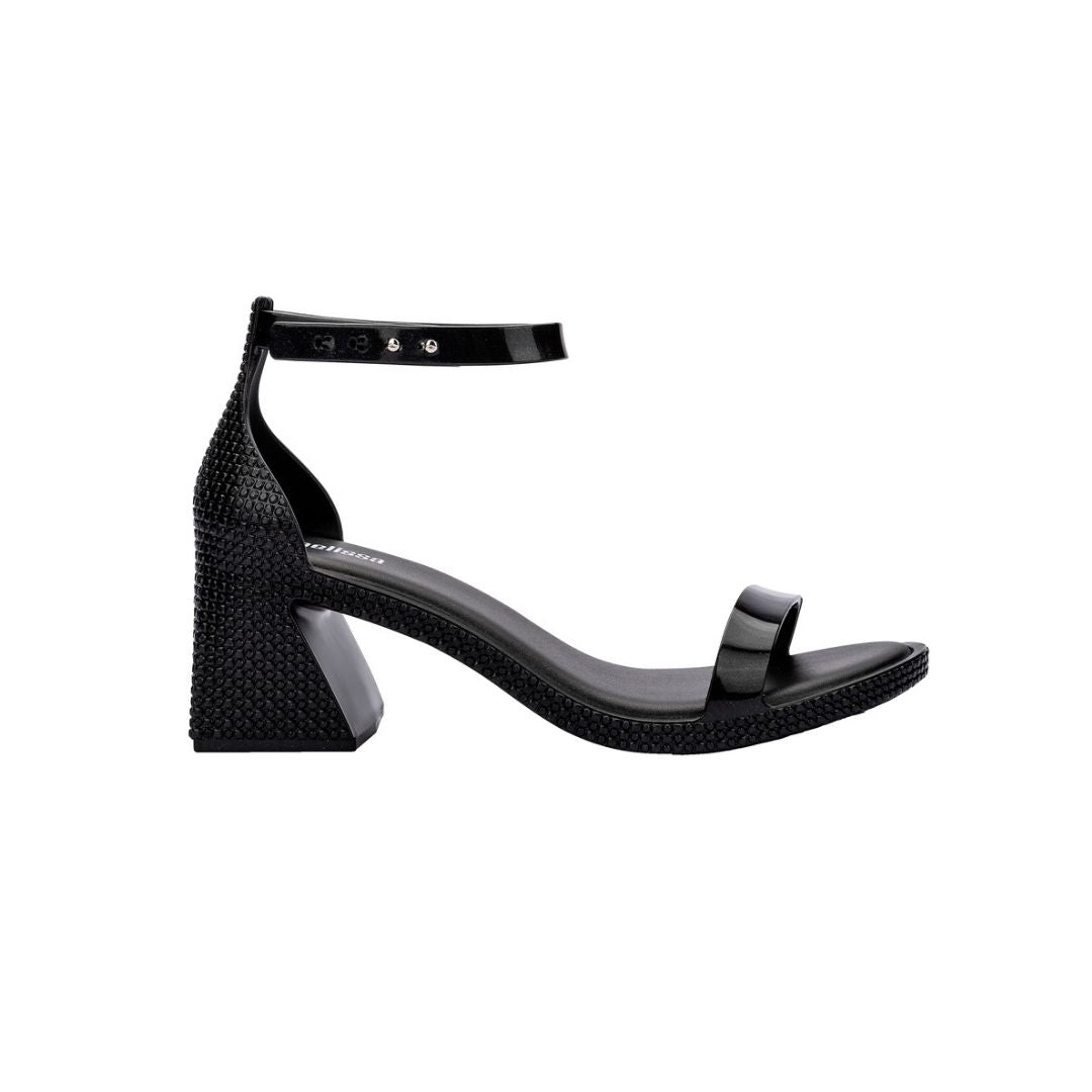 Melissa Lux Heel AD Metallic Black Sandały Damskie Na Obcasie Czarne