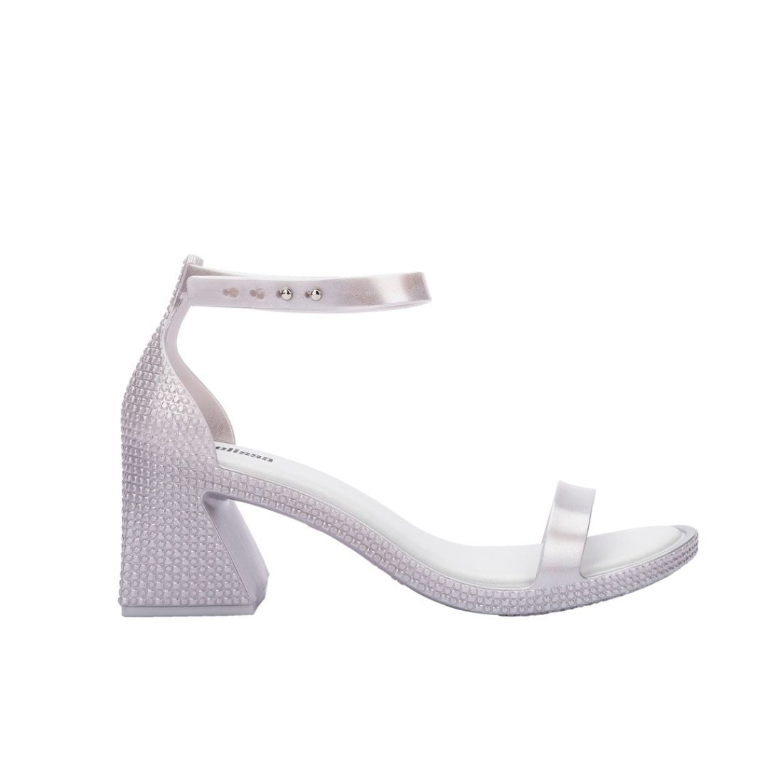 Melissa Lux Heel AD Metallic Silver White Sandały Damskie Na Obcasie Srebrne